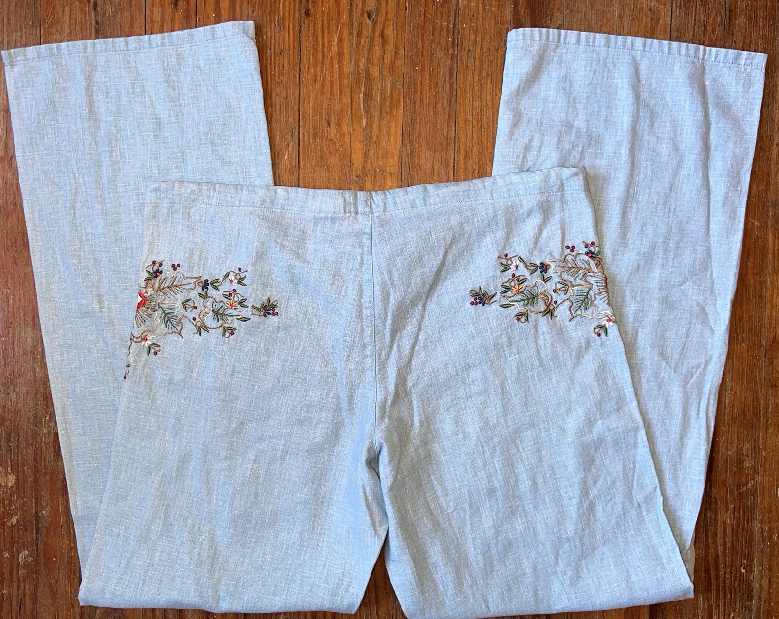 Vintage Women’s Embroidered BONGO Cotton/Linen Blend Pants Size Medium