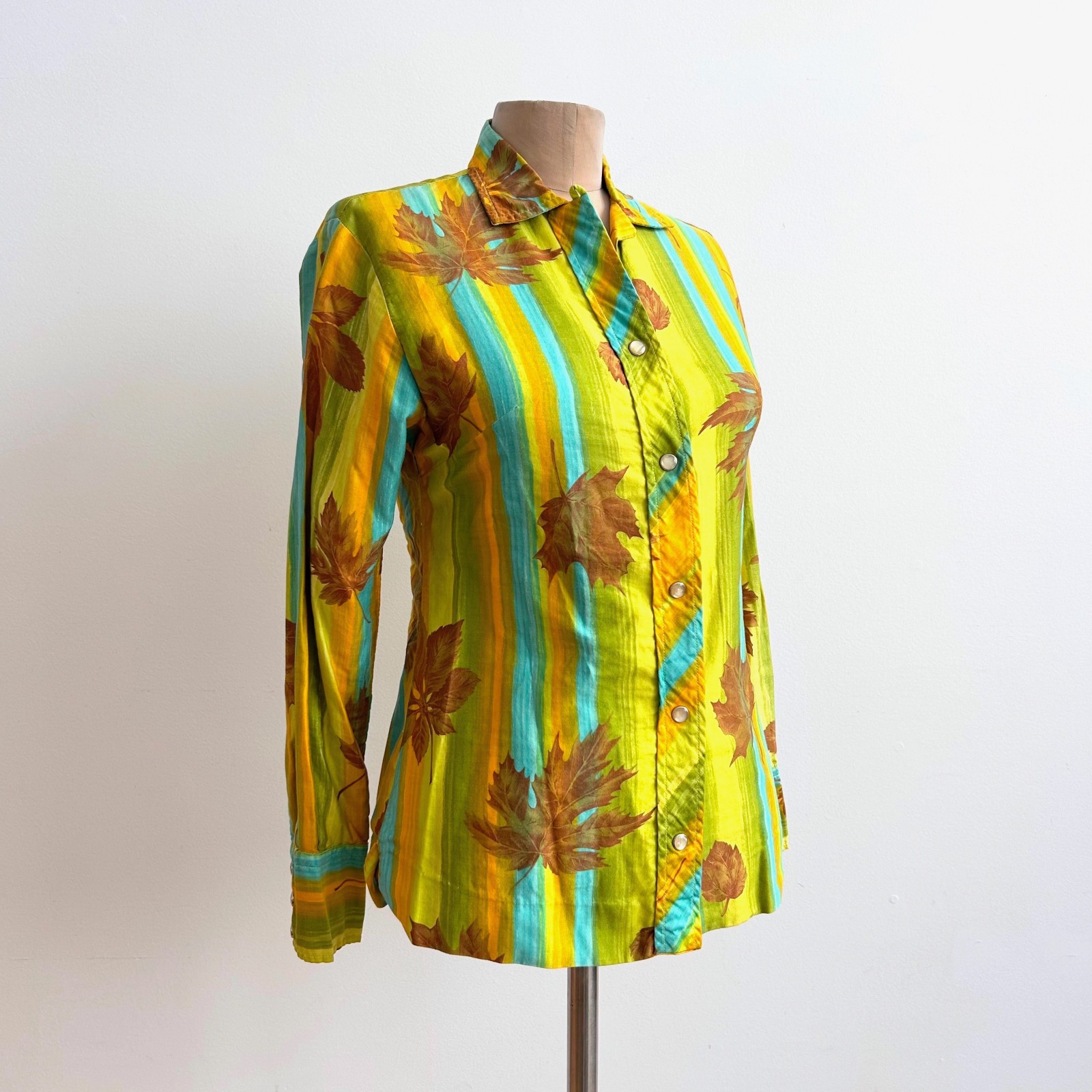 Mod Vintage 60s 70s H BAR C California Ranchwear Shirt sz XS 30 Pearl Snap