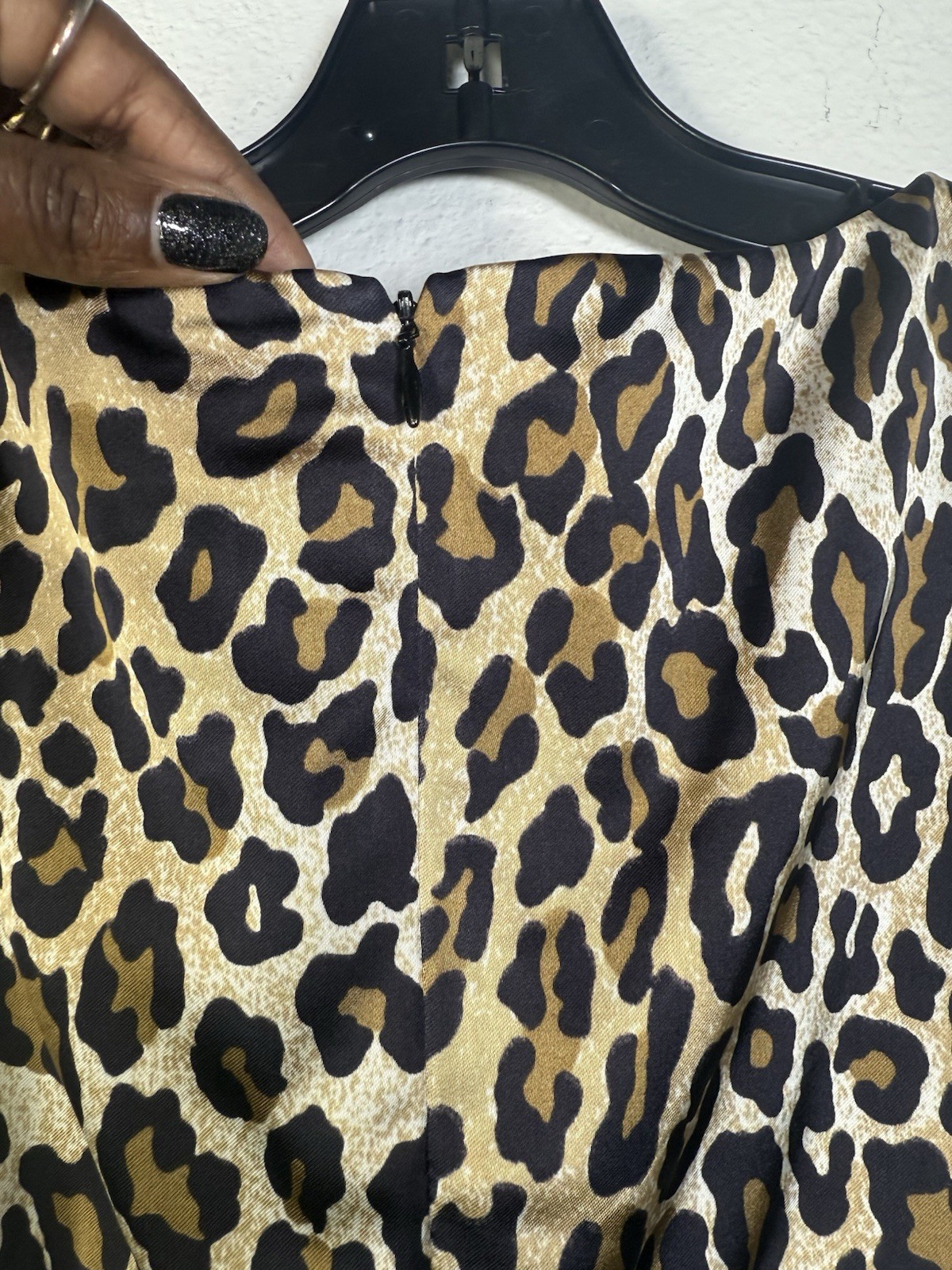 VTG Cache Leopard Animal Print Silky Ruched Body Con Evening Dress Womens 12