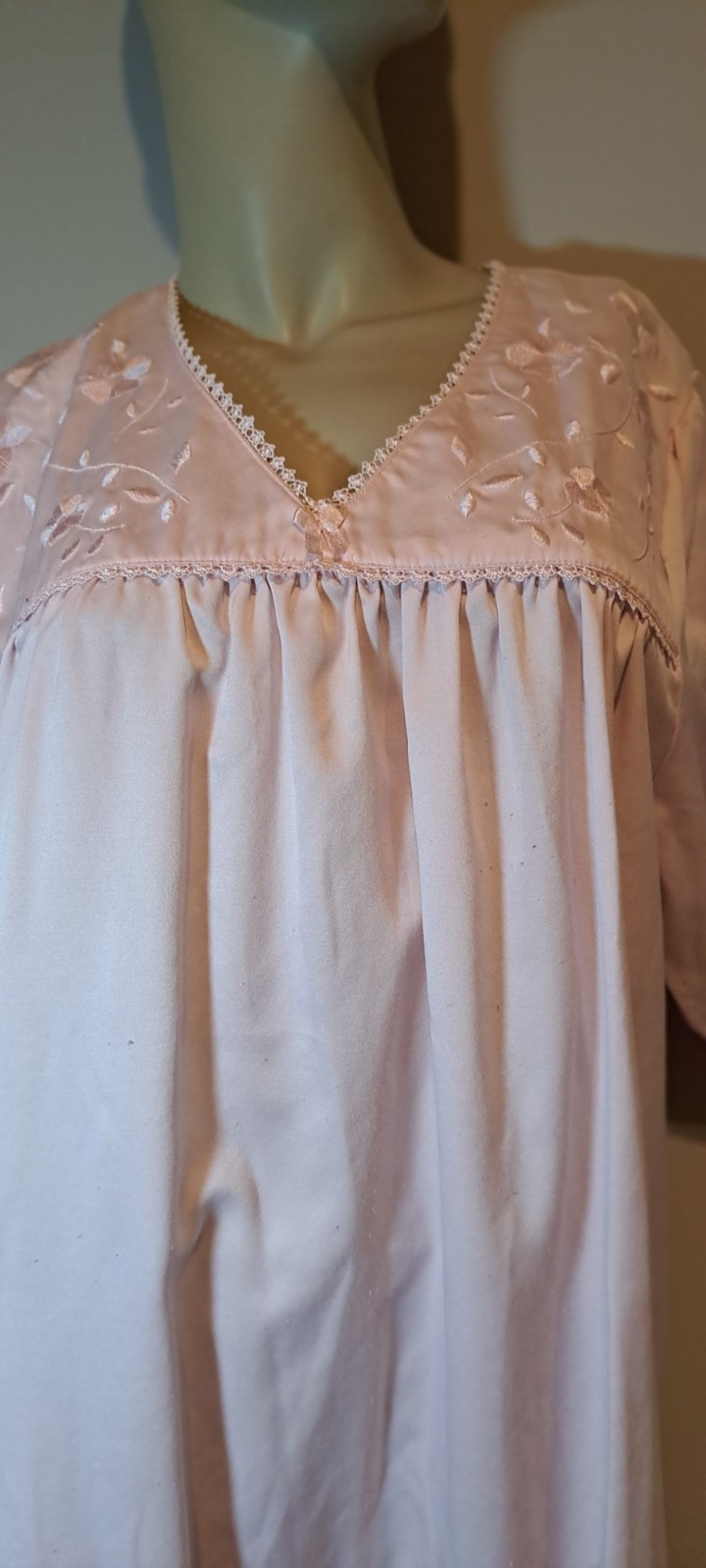 Pink Long Nightgown Sleeves Slinky Outer Warm Brushed Inside Large Vtg Gown