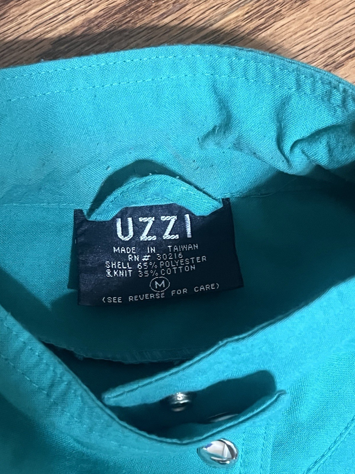 Vintage 80s UZZI Teal Jacket Women’s M Batwing Dolman Sleeve Snap Front Retro