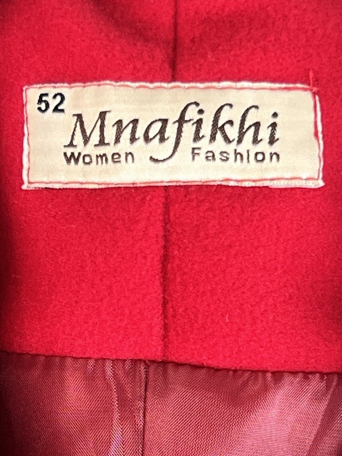Vintage 1970s Mnafikh Red Wool Dress Coat Jacket Women’s Size S Check Measure