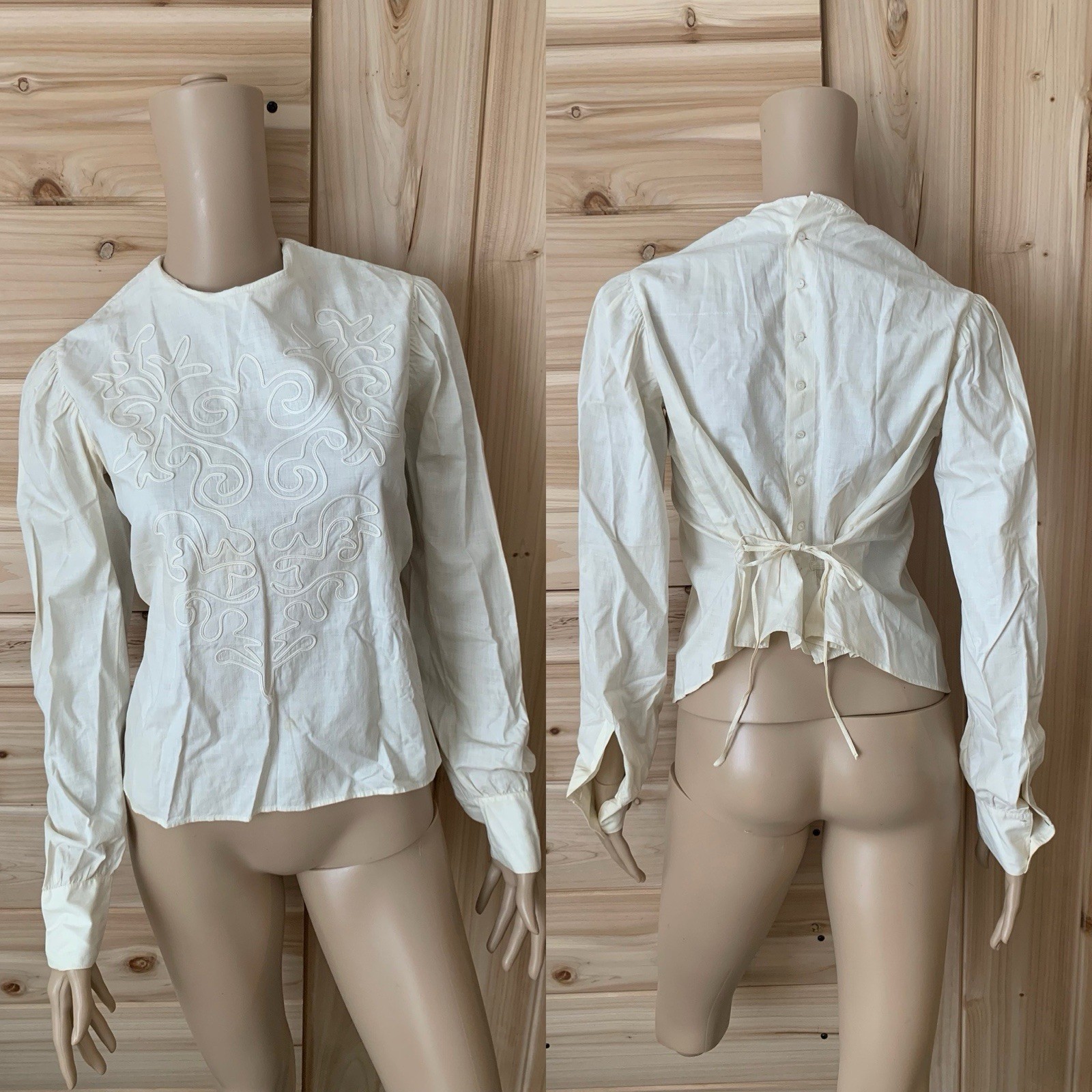Unusual Find! Early 1900s Cotton Spring Summer Blouse With Piping Detail