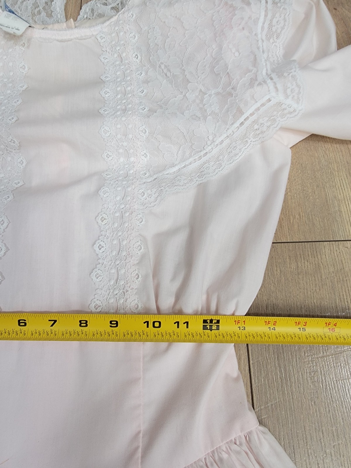 Jessica McClintock Gunne Sax Vintage Dress. Pink w/ White Lace Size 5