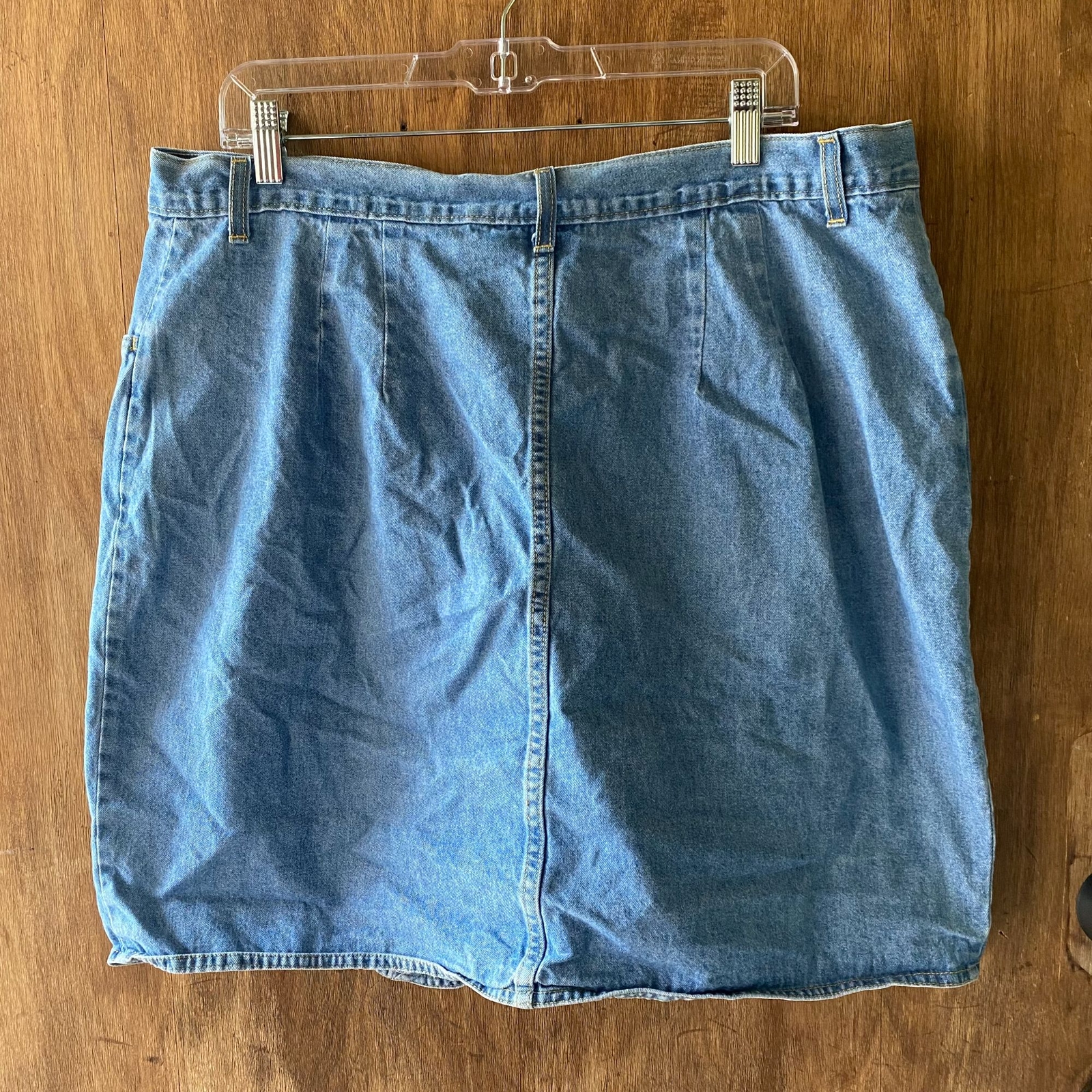 Vintage 90s JUST FOR WOMEN Buttonfront DENIM SKIRT Shirttail HEM 20W
