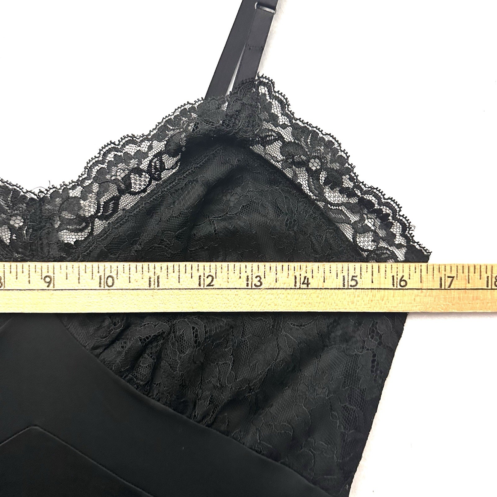 Vintage Vanity Fair Full Slip Dress 34 Black Lace Nylon Tricot Lingerie Babydoll