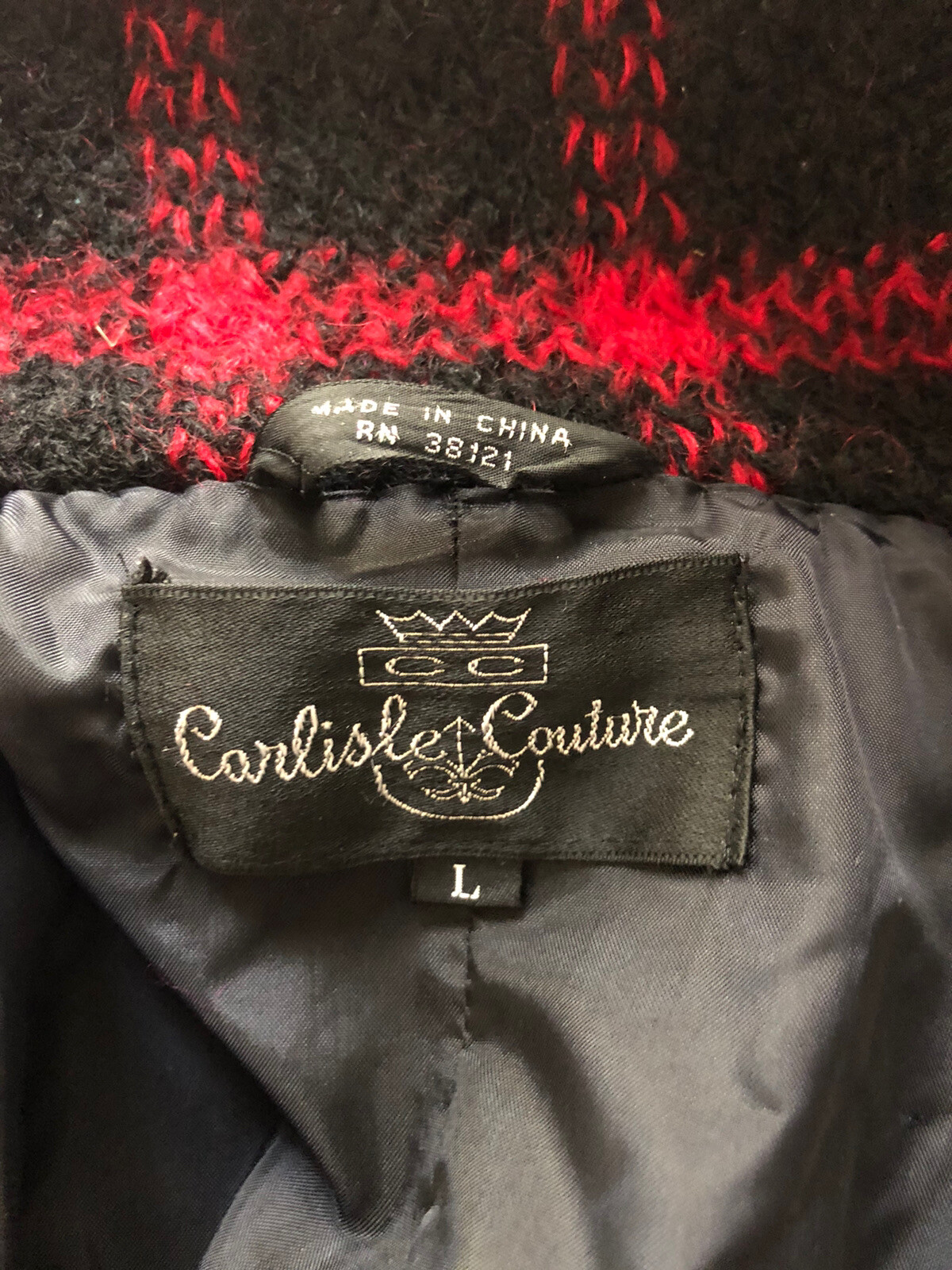 Carlisle Couture Wool Plaid Oversized Cardigan L