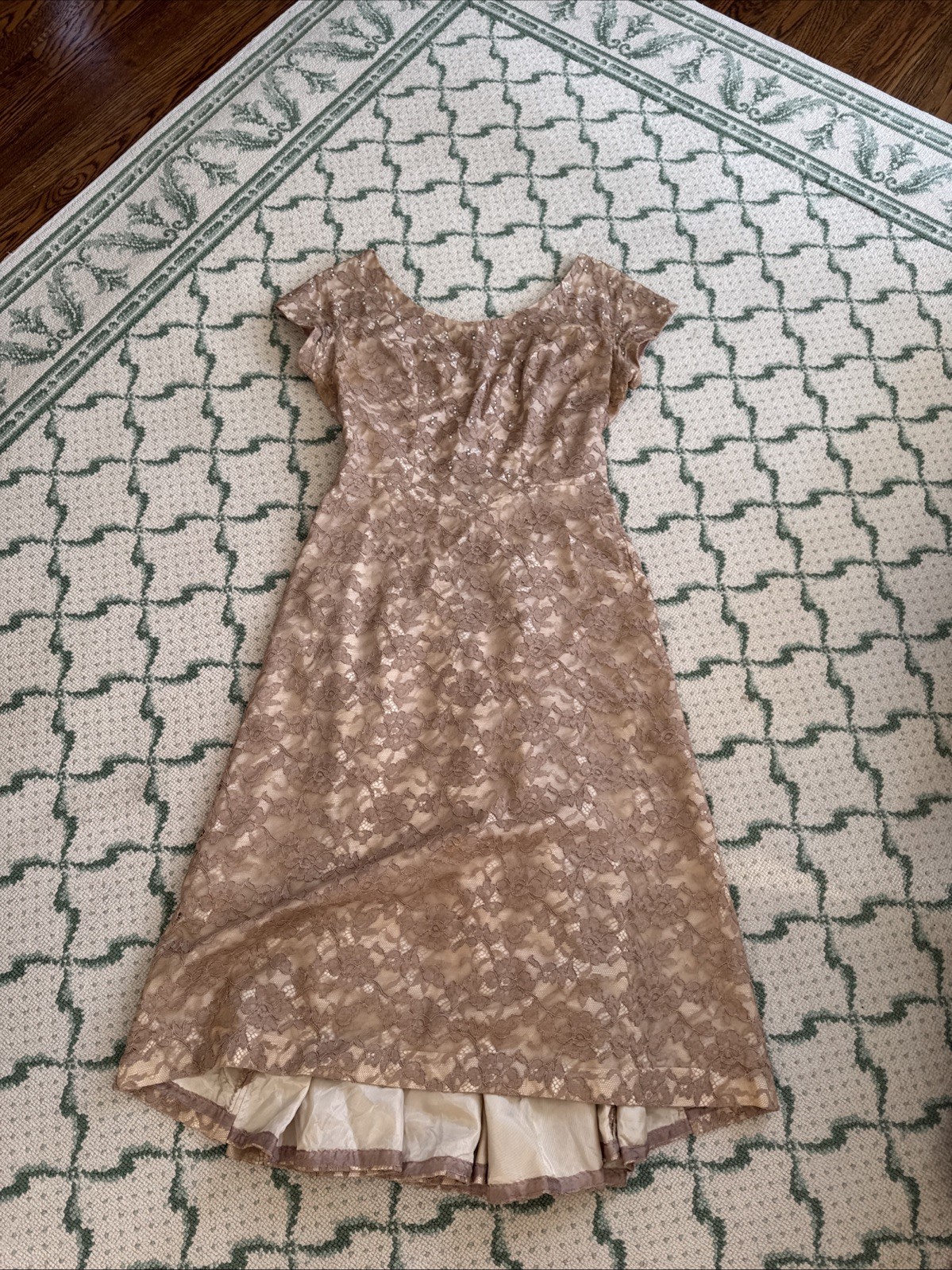 VTG 50s 60s A Normal Original Beaded Lace Party Prom Dress S/M