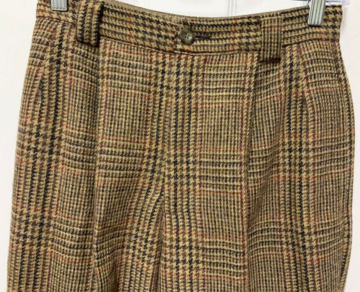 vtg Gap vest size M & pants size 4 menswear brown Plaid wool blend calfskin EC