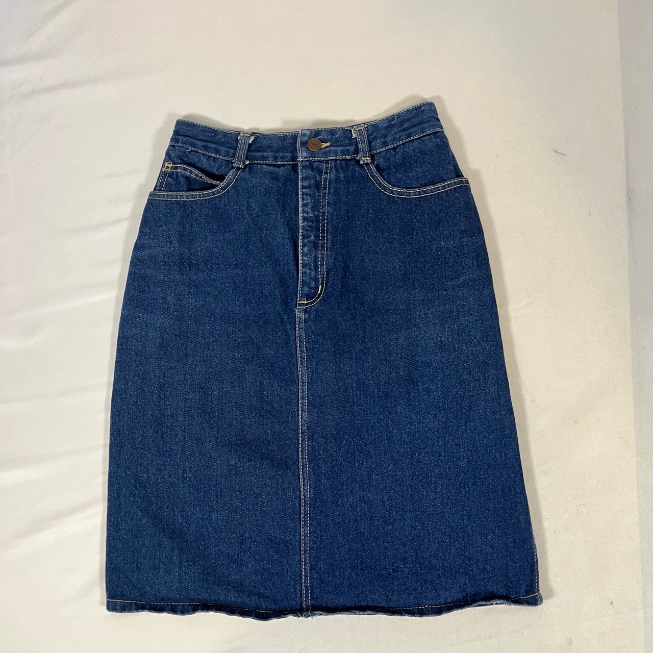 Via West Dark Wash Womens Vintage High Rise American Blue Midi Denim Skirt 25