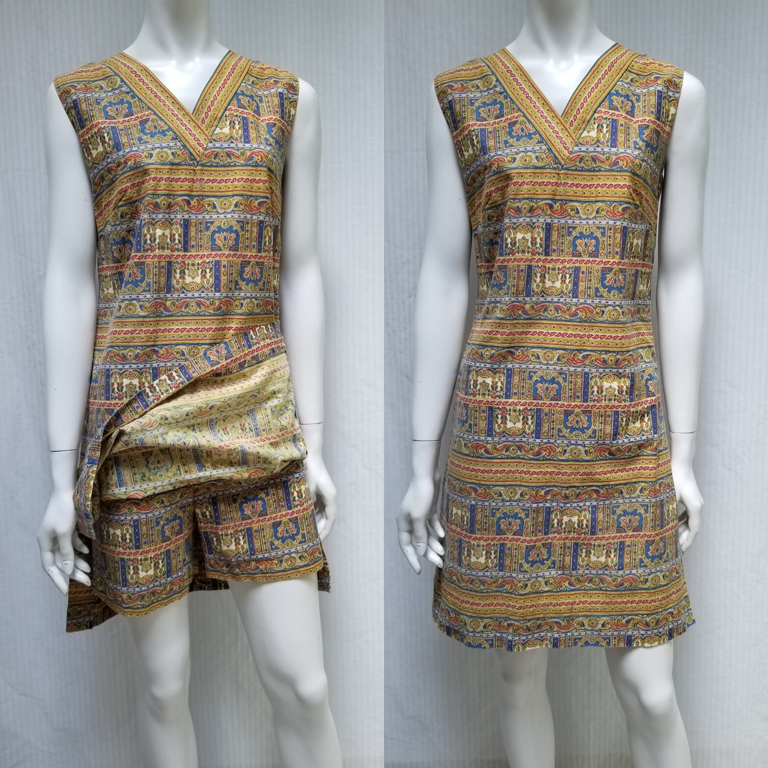 Vintage 60/70s JON PETERS Paisley Print Sleeveless Romper Dress – Size S
