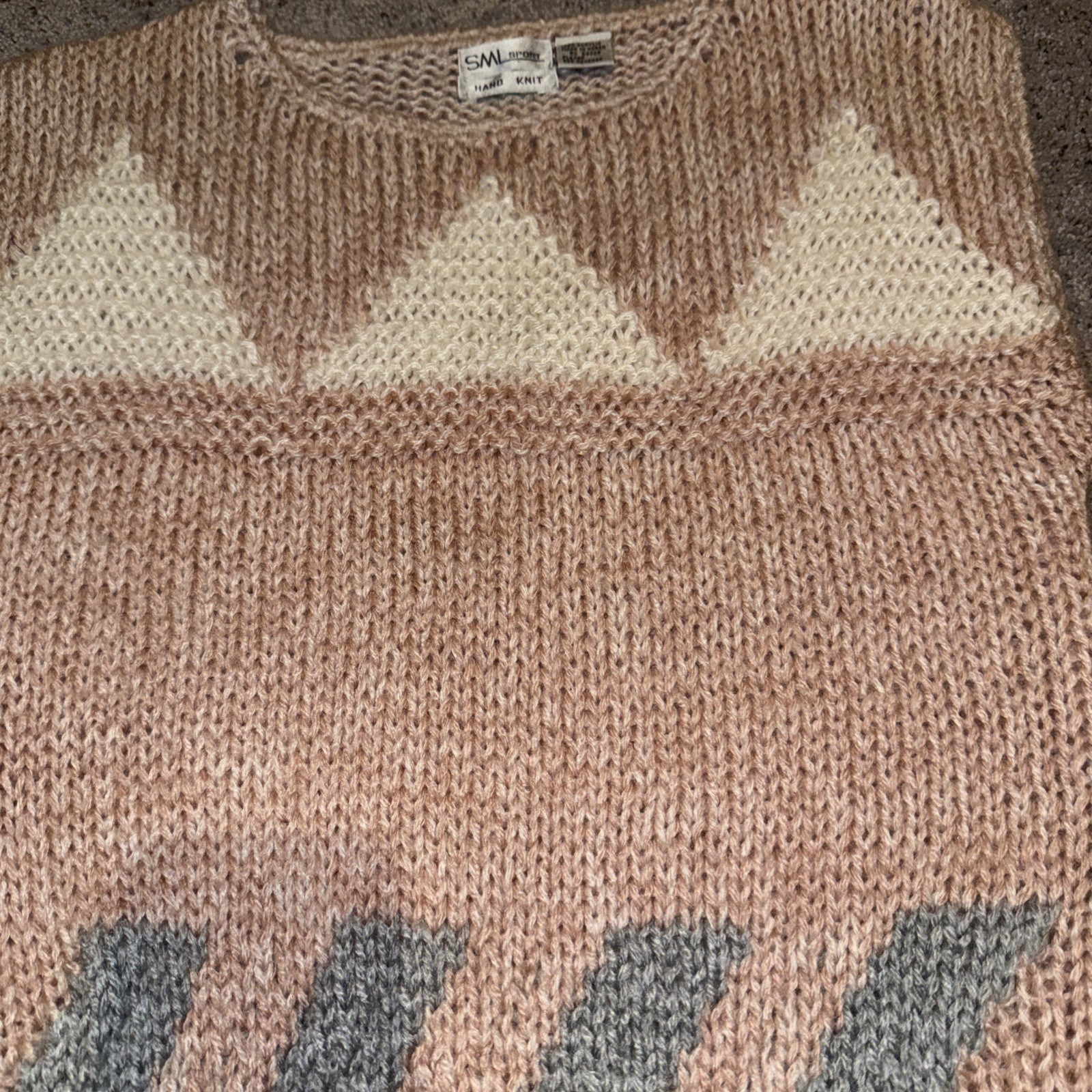 SML Sport Hand Knit Sleeveless Sweater Pink Dusty Rose M 100% Acrylic Vintage