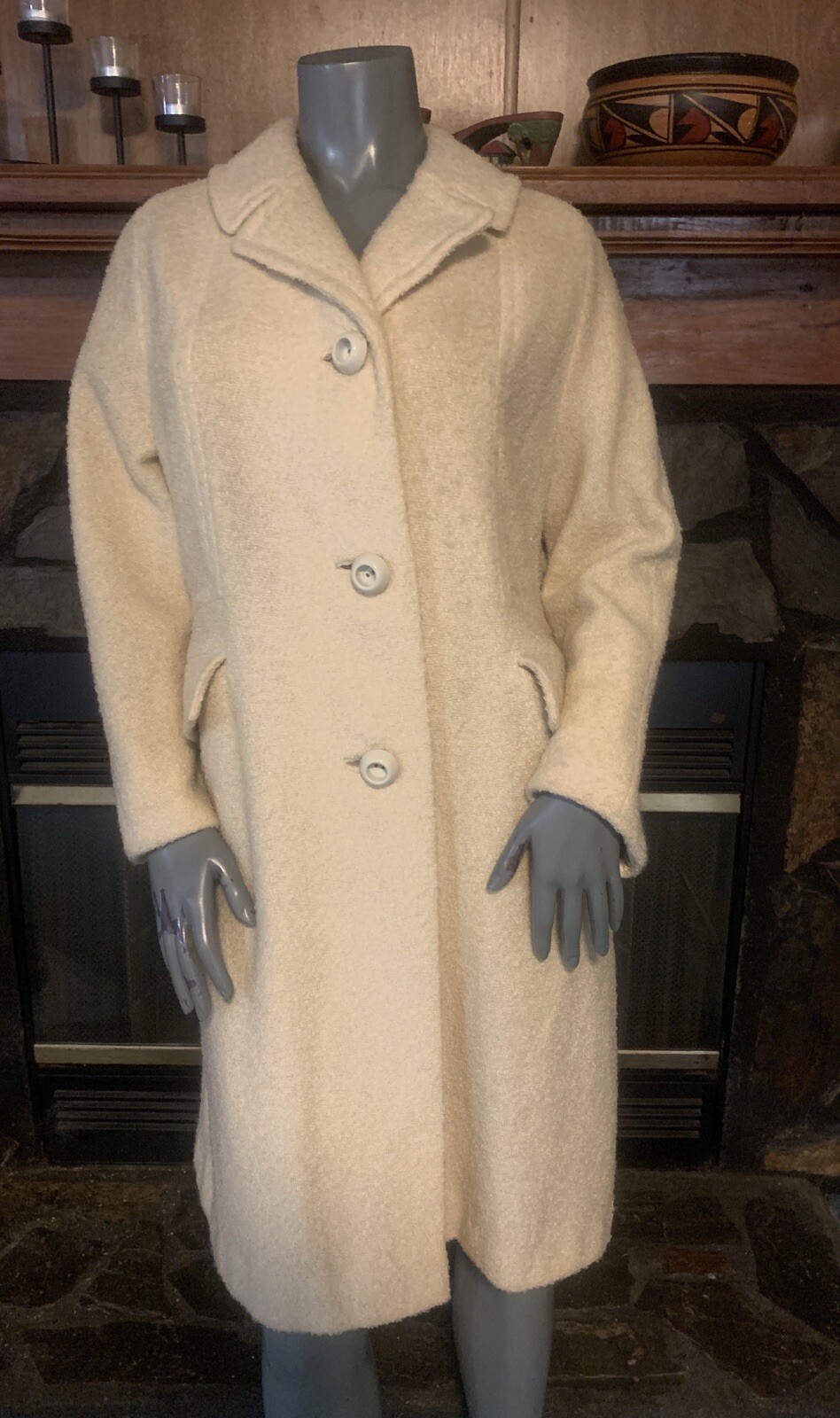 Vintage 60’s Yellow Boucle Winter Coat by Carillon Size Large Petite Union Made