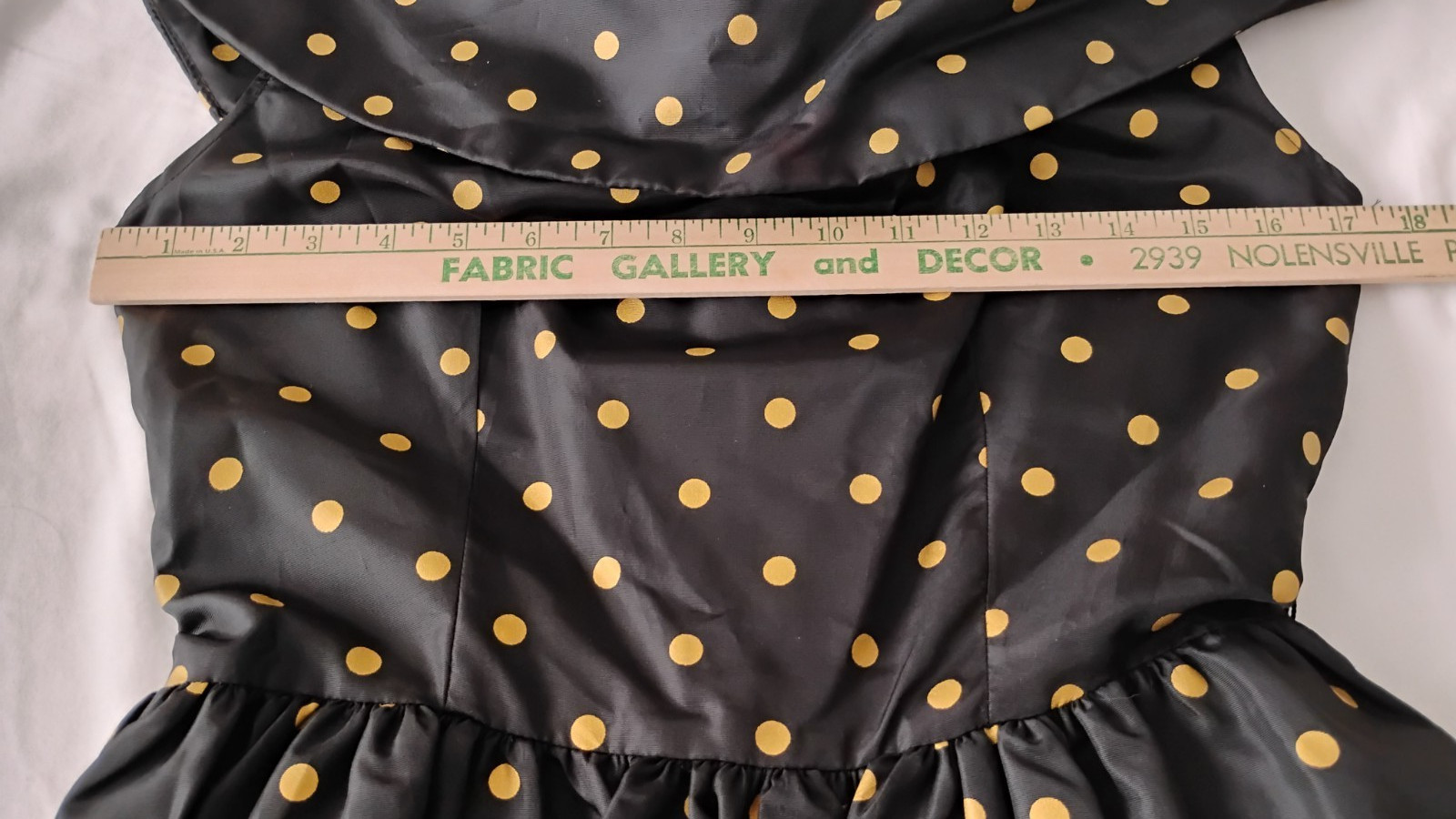 Vtg 80’S does 50’s DRESS Women’s Cocktail Evening Black Gold Polka Dot Retro 6/9