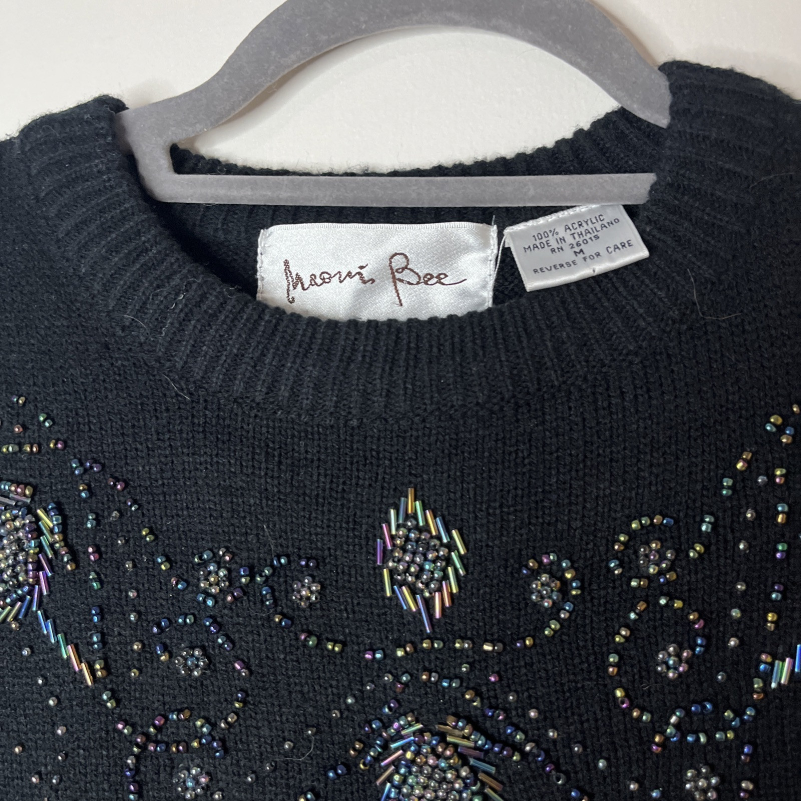 Naomi Bee Vintage Sweater 80’s Beaded Black Retro Women’s Size Medium