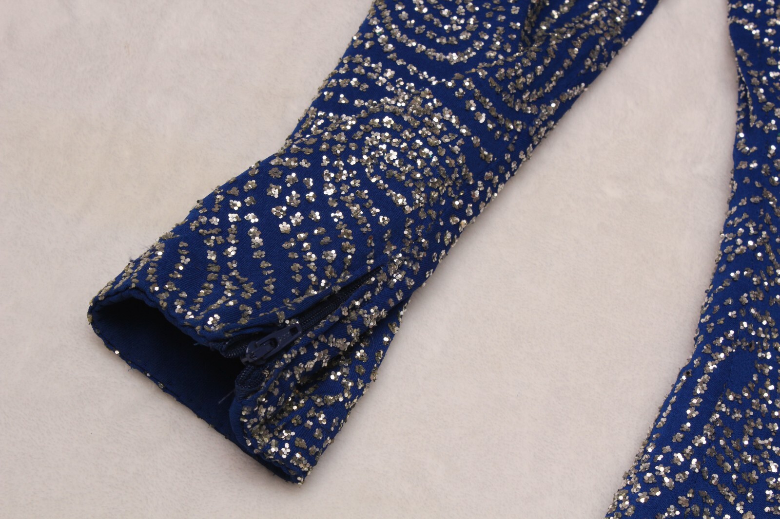 Caroline Charles Vintage Blue Beaded Evening Dress Women’s 6 Hand Embellished
