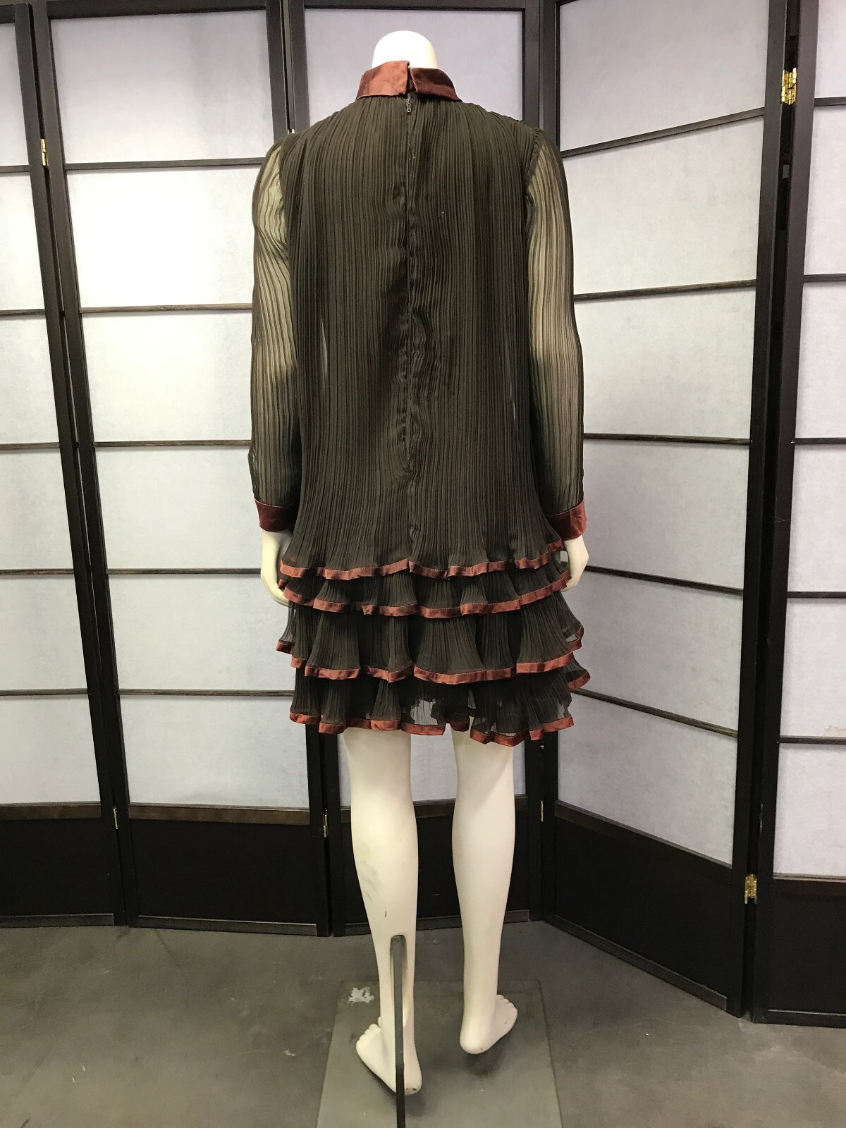 60s Vtg Brown Flapper Like Dress, Mod, Rockabilly, Retro, PinUp, GoGo, Space Age