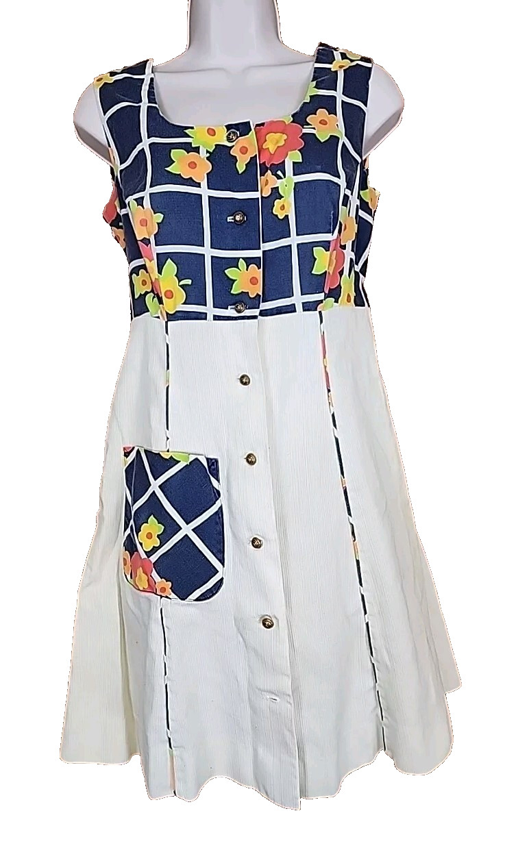 Vtg Evelyn Pearson Jr Lounging Apparel Dress S Floral Button Front Tie Waist R2