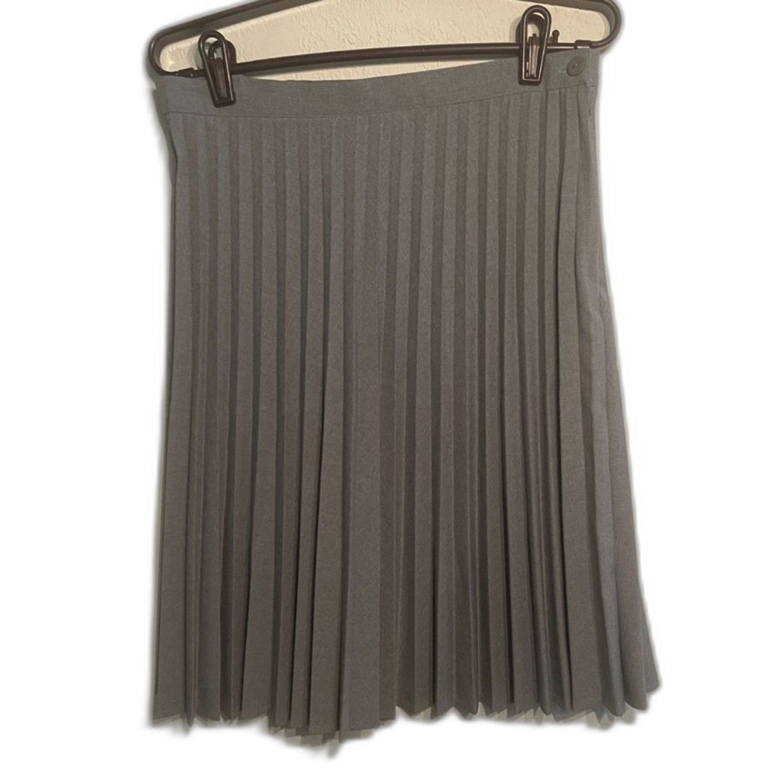 Vintage Ship n Shore Gray Skirt Pleated Fit Flare A-Line 22″ Waist Pleats Siz 12