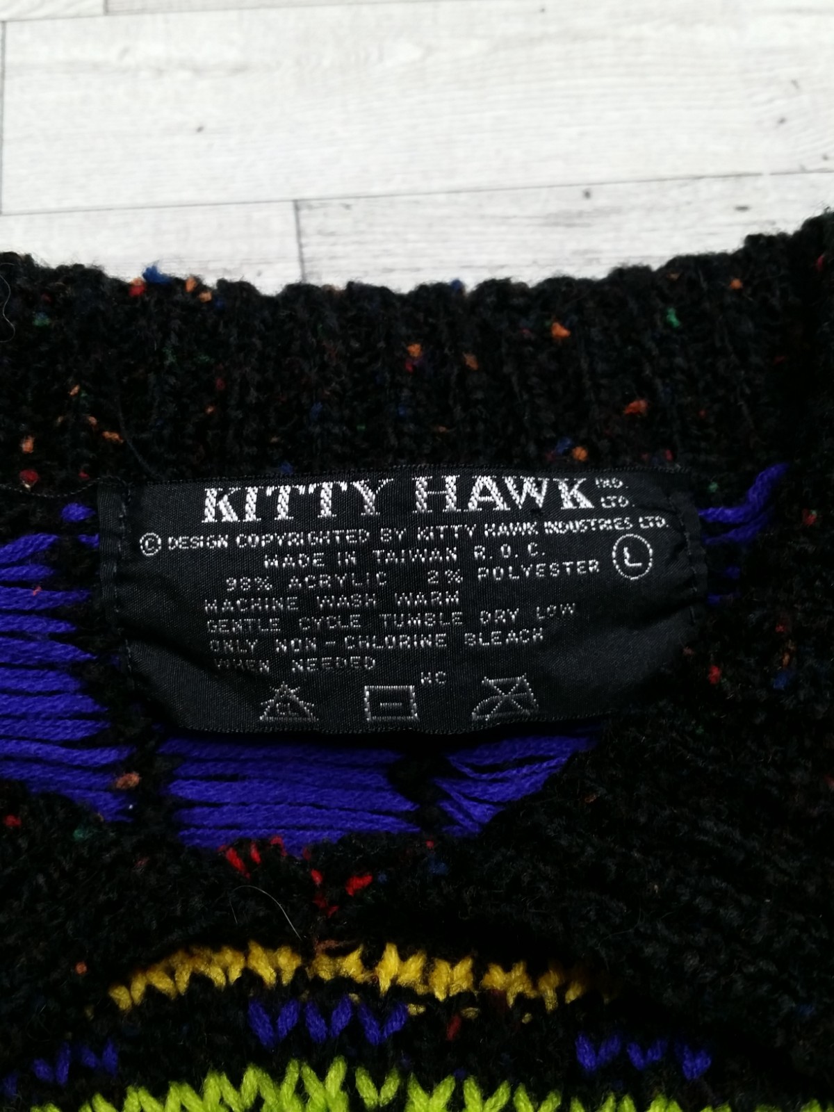 Vintage Kitty Hawk Vivian Wang Sweater Abstract Colorful 90s Grandmacore Size L
