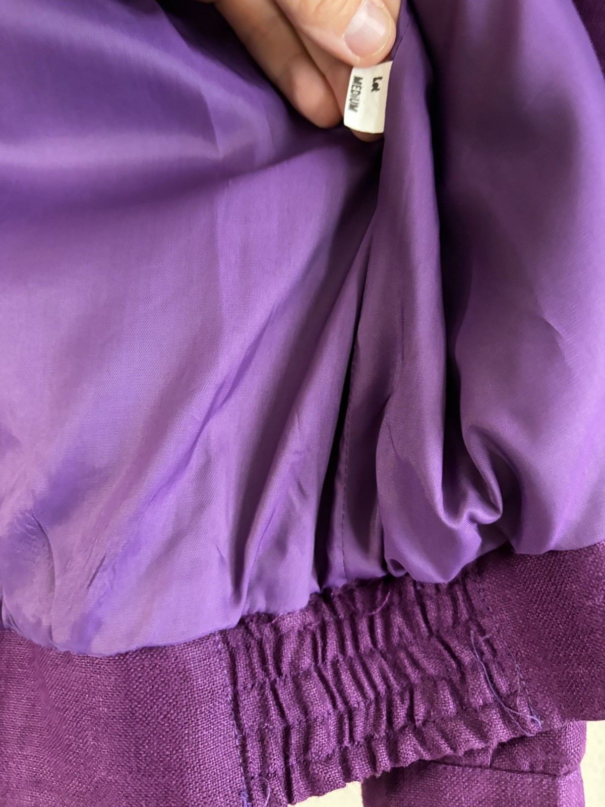 VTG 80s 90s BullocksWilshire Purple 100% Linen Pantsuit Set M 12 Power Suit Pads