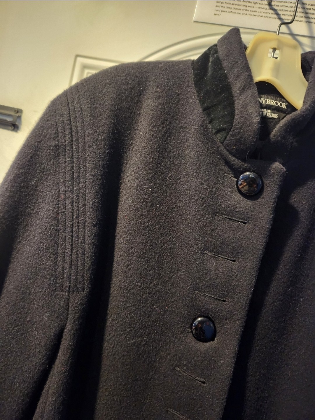 Vintage Donnybrook Flaring Wool Coat with Velvet High Collar and Large…