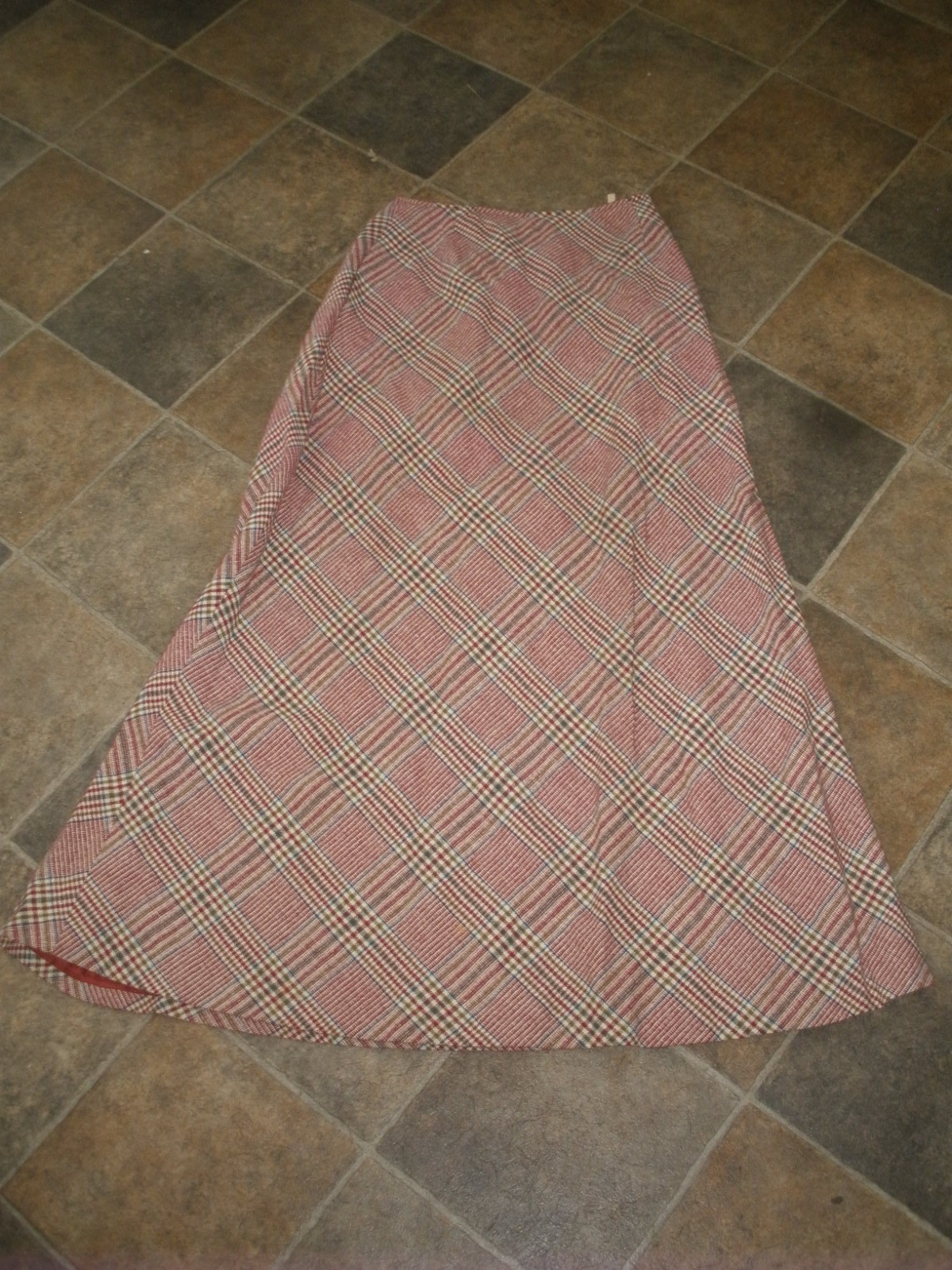 Vintage Women 's Skirt Maroon Checked Summit of Boston 12 (T53)