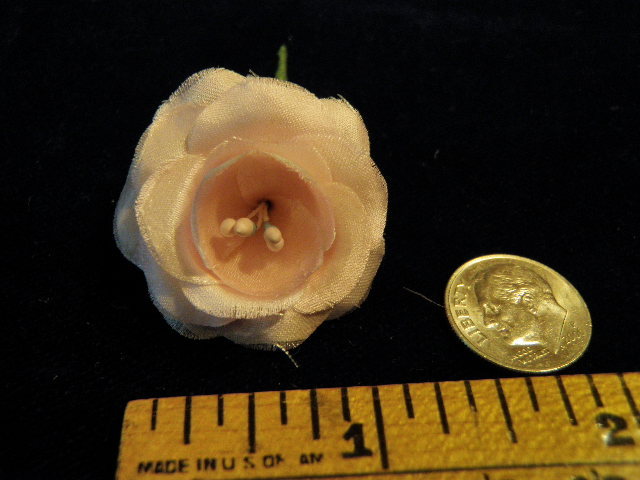 Millinery Flower Ideal 1″ Doll Size Rose KQ6 Pale Pink