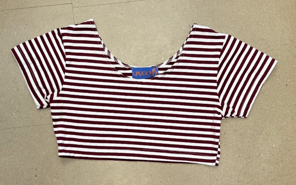 Vintage 1970’s – 80’s Sasson Striped Crop Top Size Large