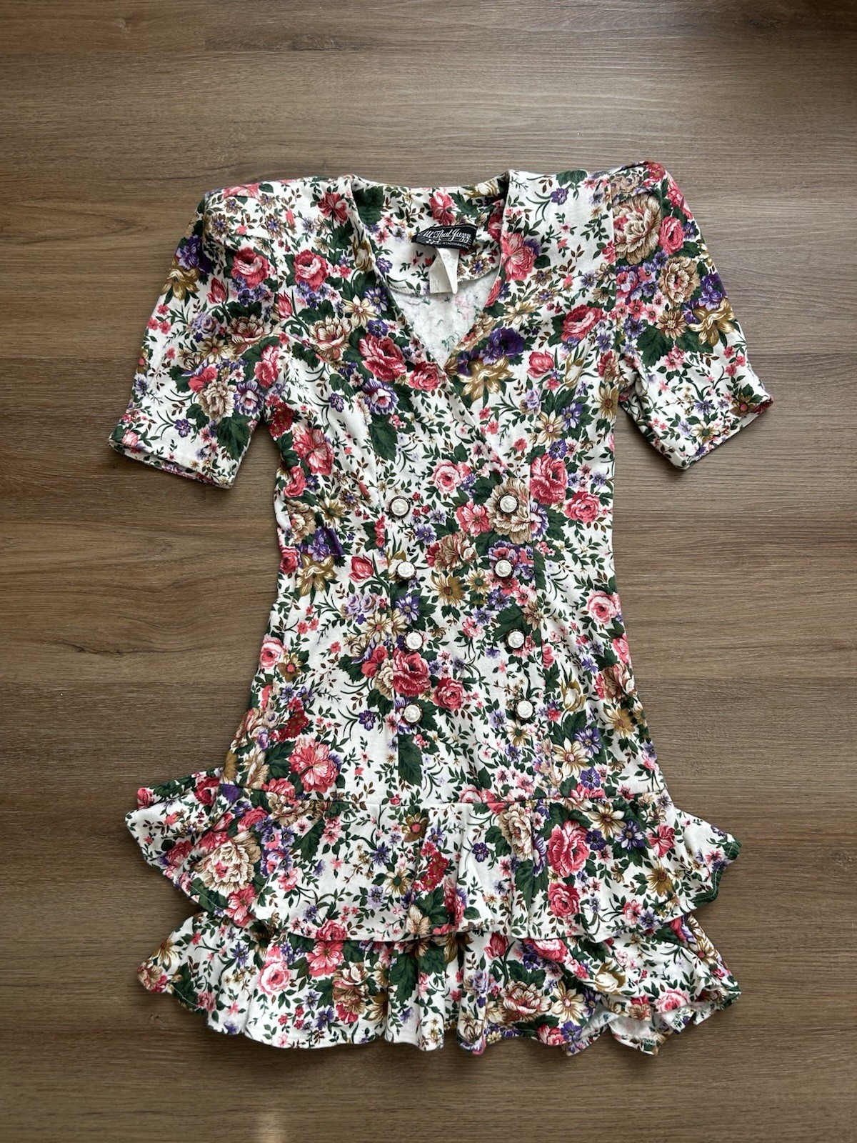 Vintage All That Jazz Floral Dress Size 3/4 Midi, 80s/90s Vintage – C1