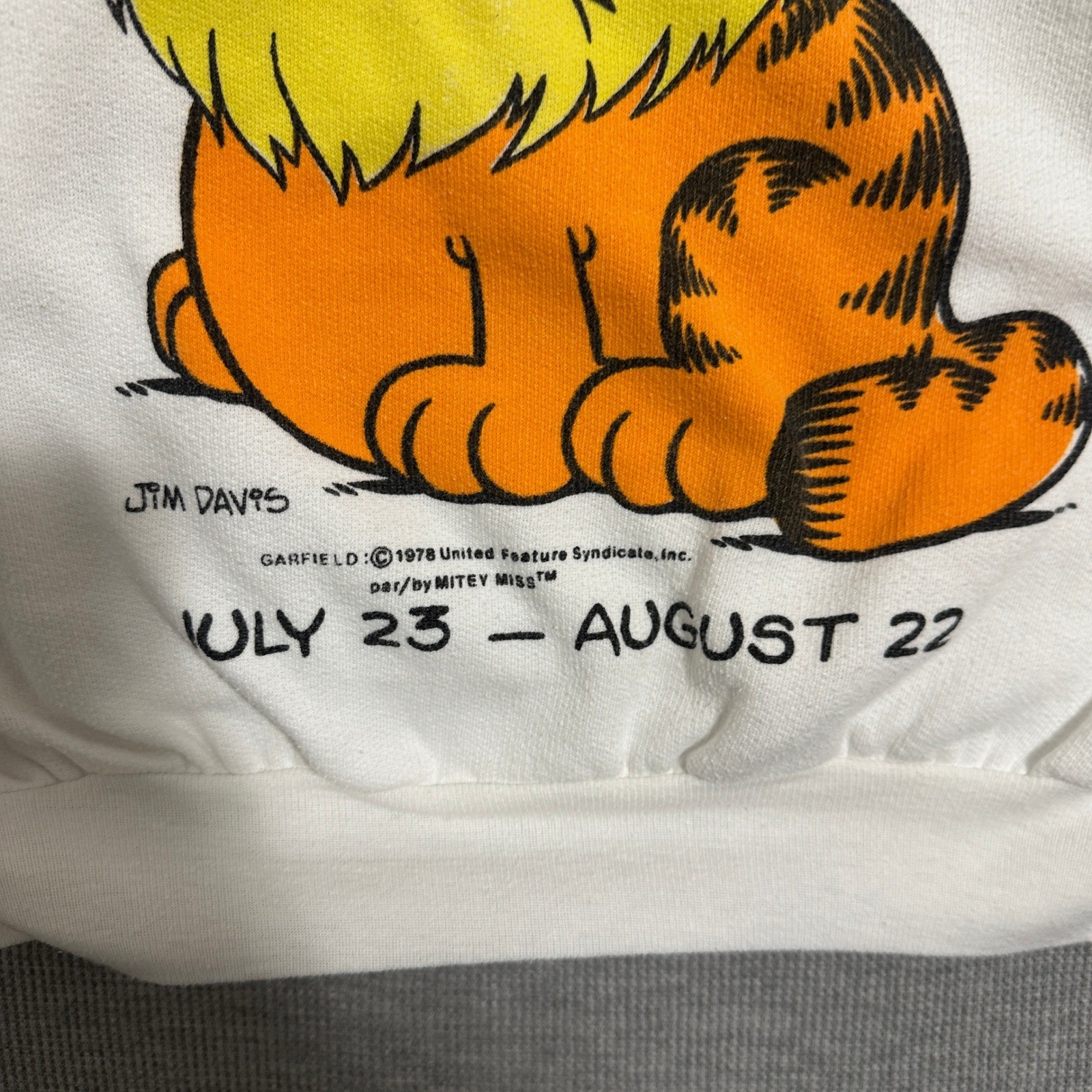 Vintage 1978 Garfield Leo Zodiac Crewneck Sweatshirt Jim Davis Cartoon Graphic