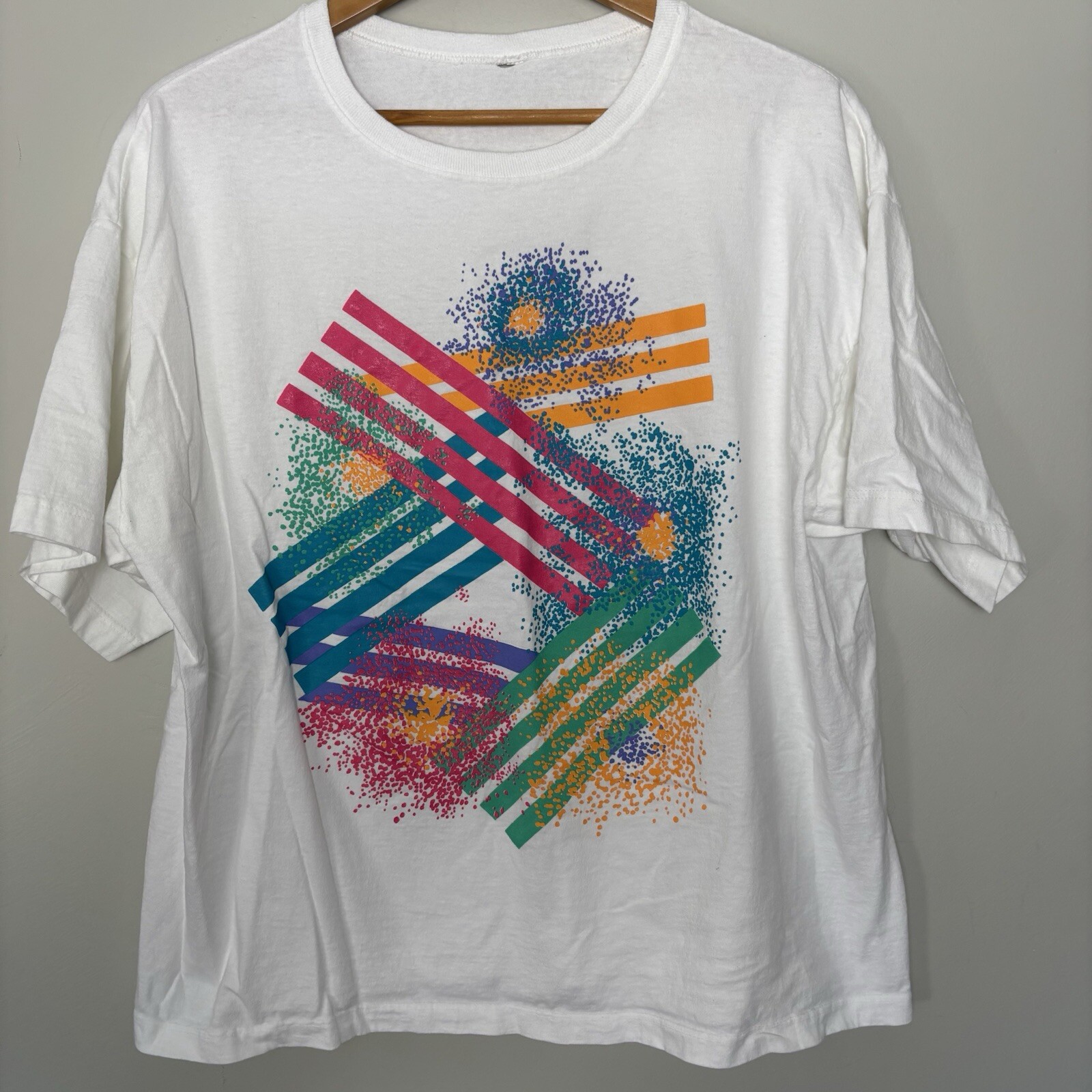 VTG 80s 90s Geometric Abstract New Wave Short Sleeve Tee-Women’s Large Oversized