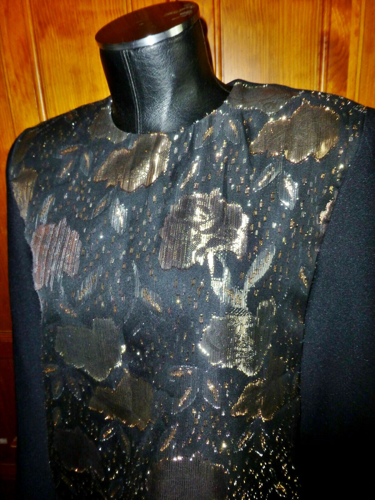 Vtg 80s Burnout Floral Eyelash Fringe Metallic BOW Evening dress BLOUSE TOP