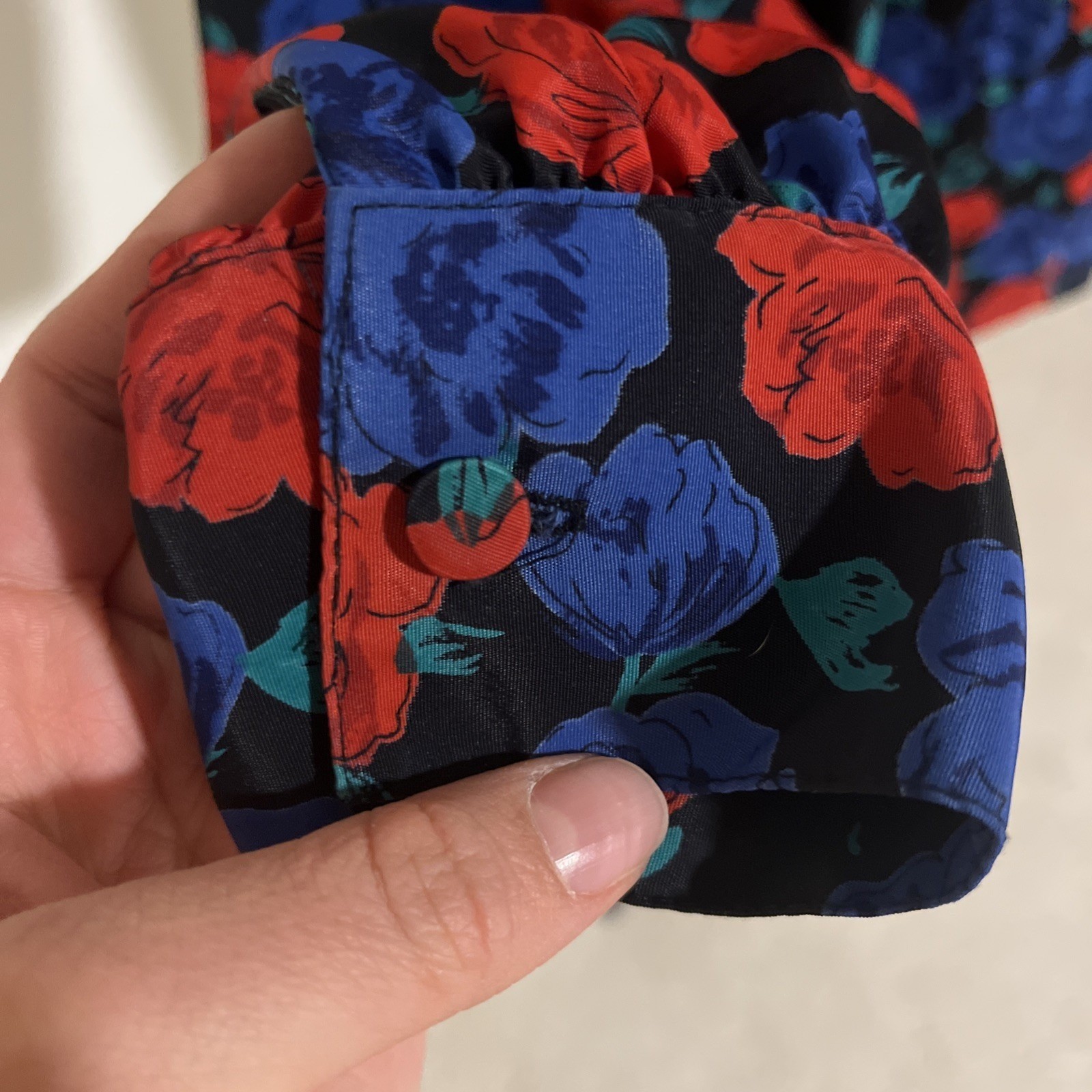 Vintage 80/90s Oscar De La Renta Expressions Floral Blouse Sz 10 Red,blue,black