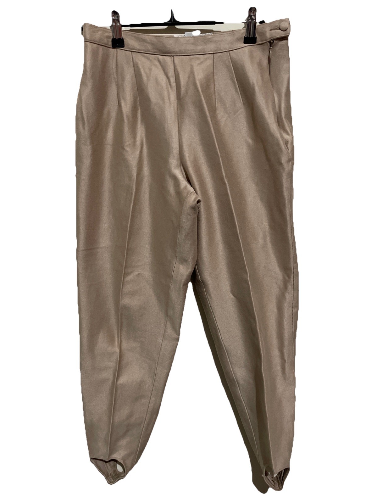 VTG Votre Nom Paris Stirrup Pants 8 Stretch Brown Satin High Waist Tapered