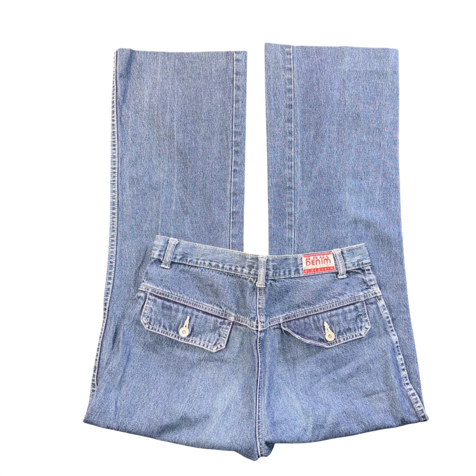 Vintage One Way Arrival Denim Wide Leg Utility Jeans Medium Wash Blue Cotton 176