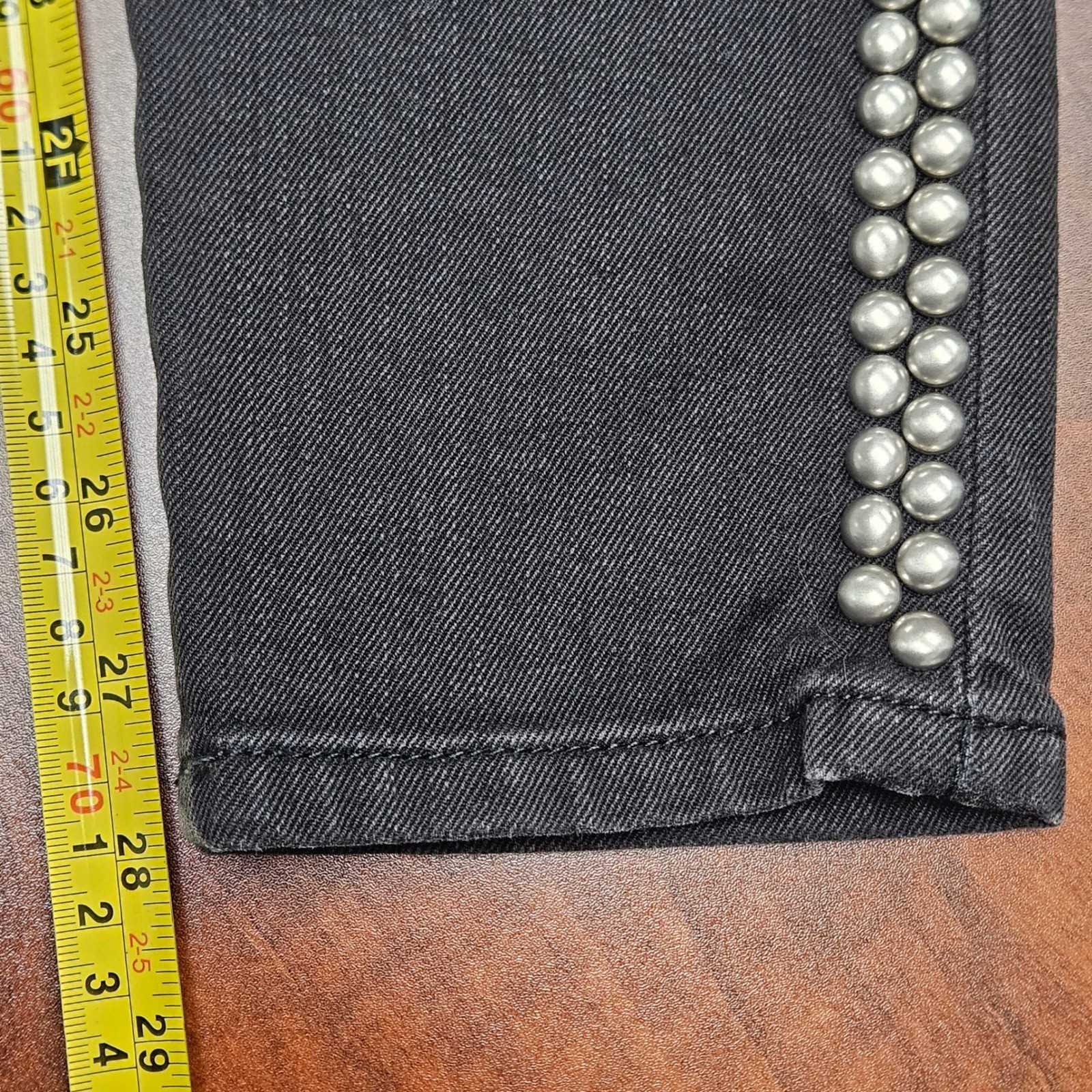 Etienne Marcel Jeans 26 Black Studded Distressed Skinny Moto Rock Glam Y2K