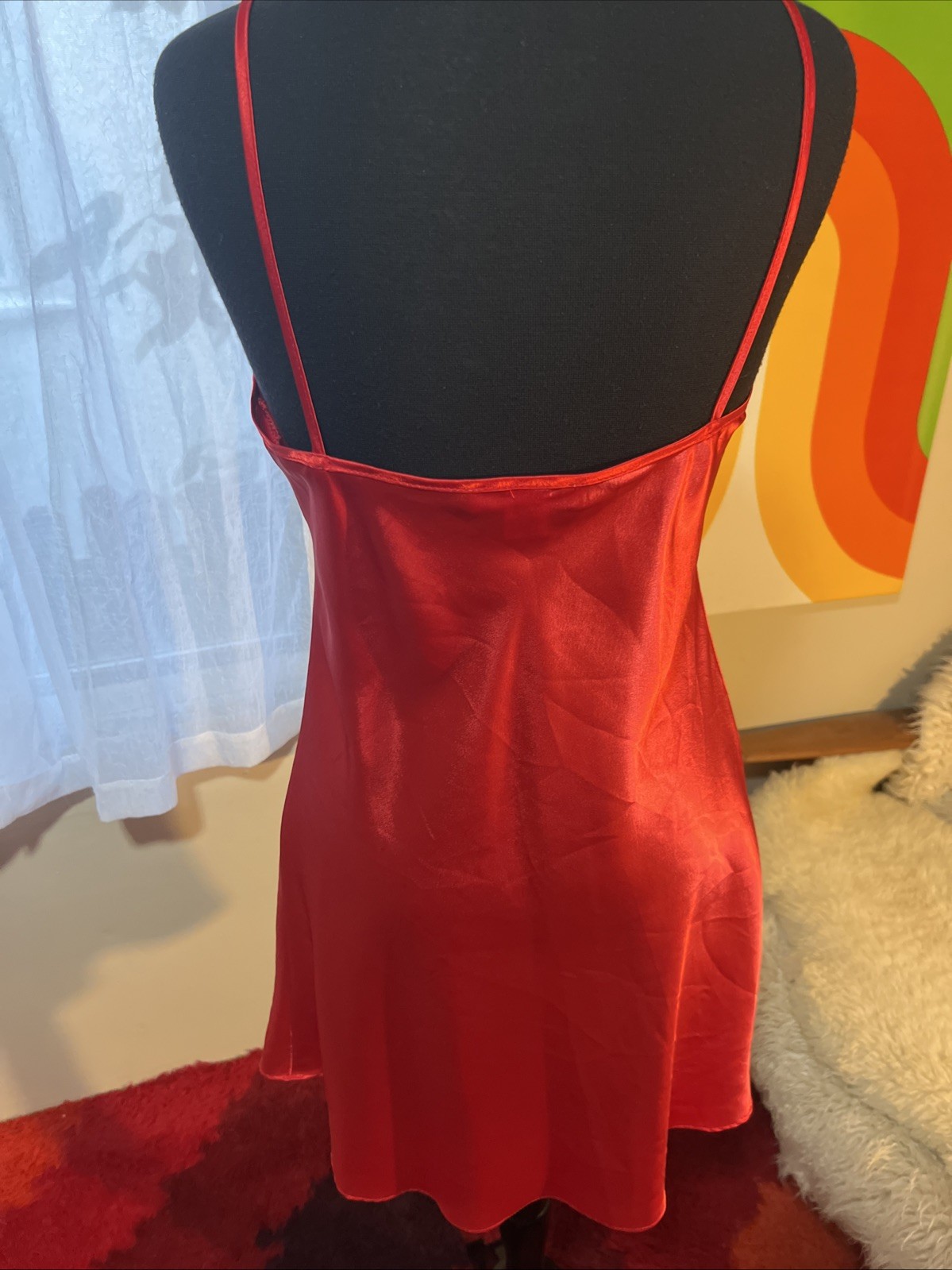 Vtg 90’s Farr West Style Red Gilligan & O’Malley Satin Slip Night Gown S USA