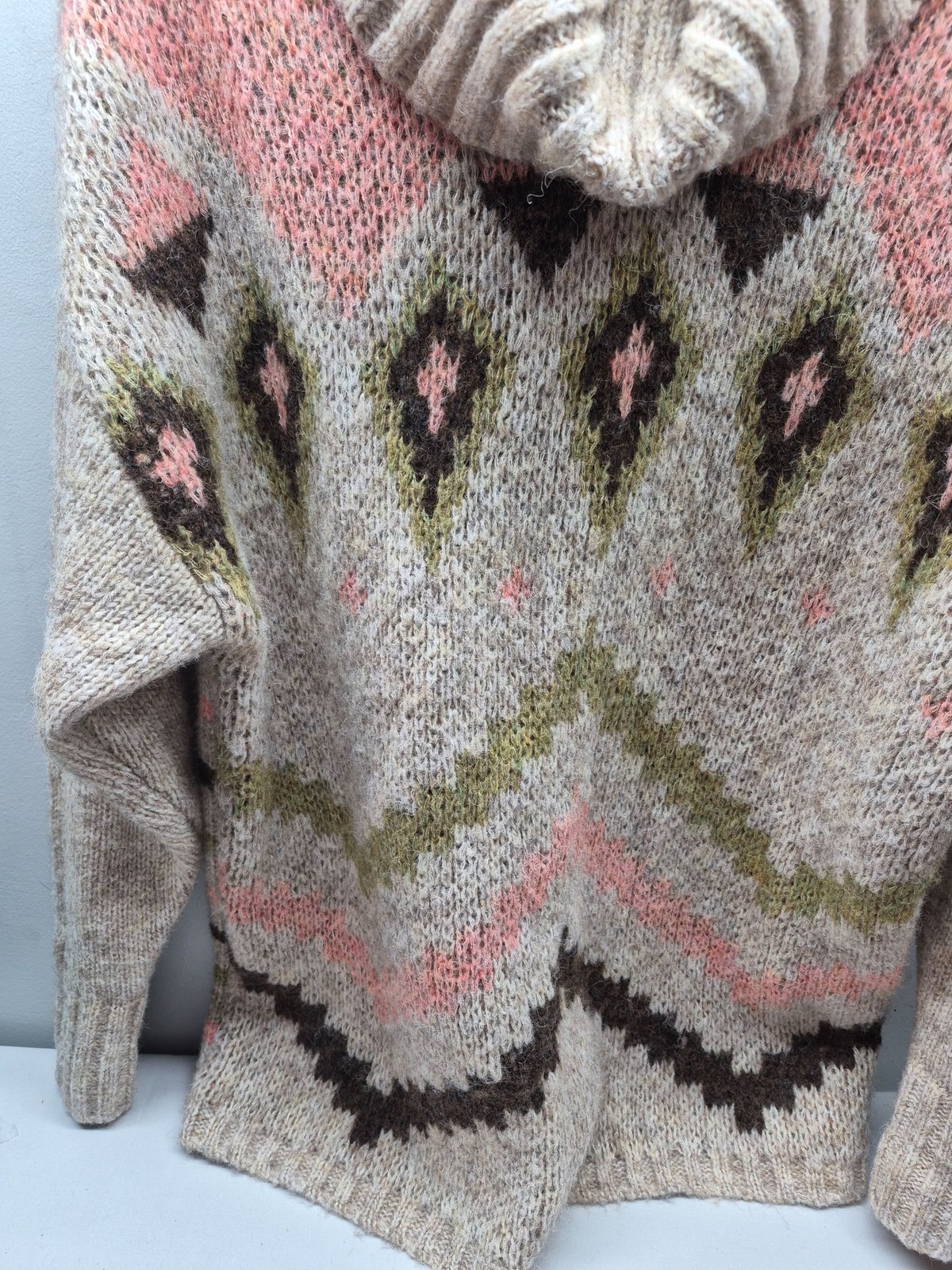 Tribal Jeans Drop Shoulder Cowl Neck Wool Sweater Womens Medium