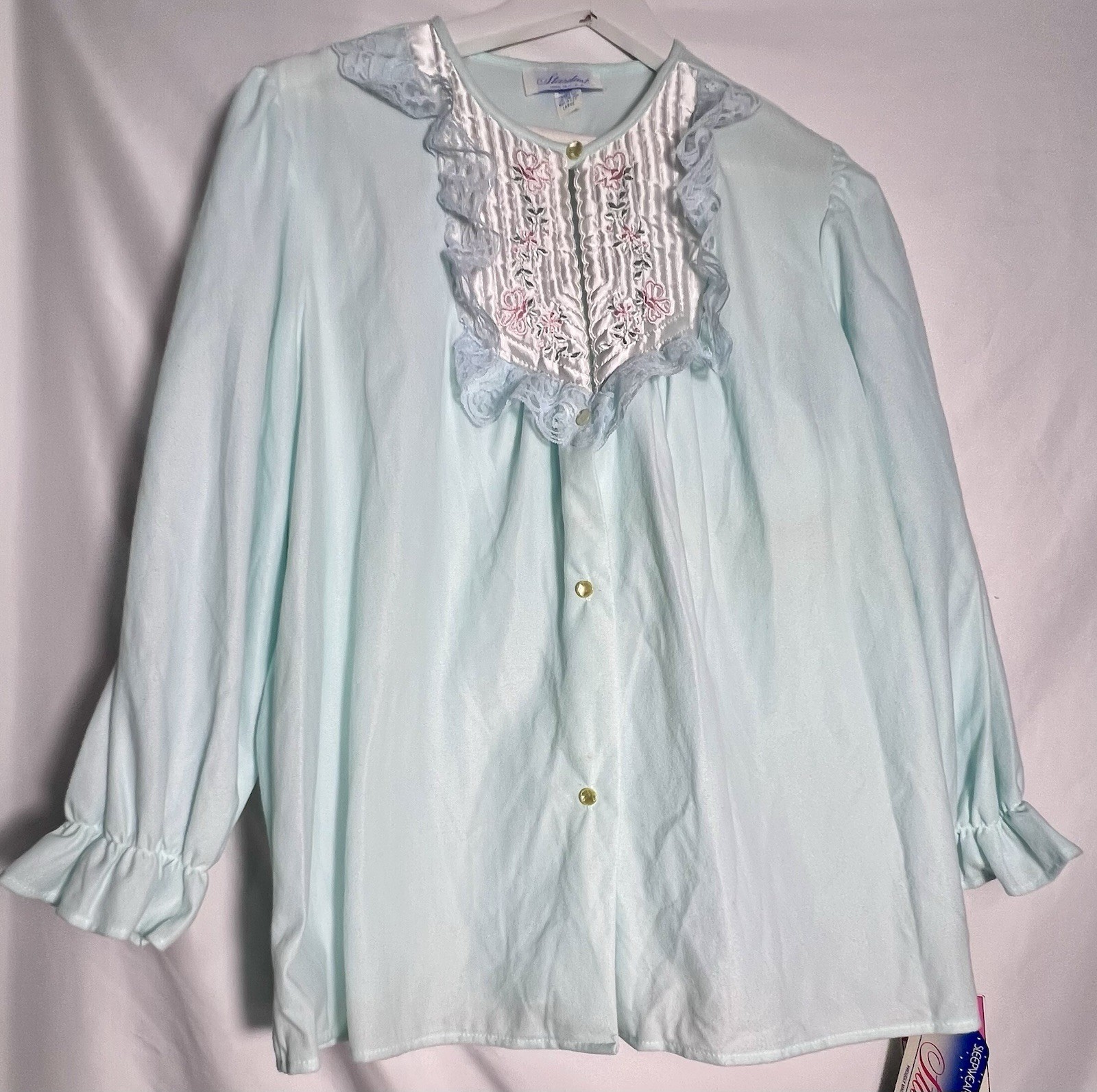 Vintage Stardust 2 Piece Pajama Set Med Aquamarine Nylon Romantic