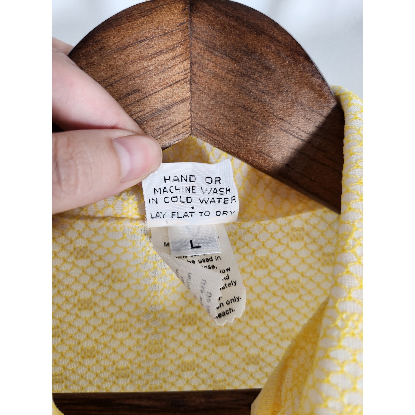 Vintage 70s Catalina Sportswear Yellow Lace Textured Blouse Size Large