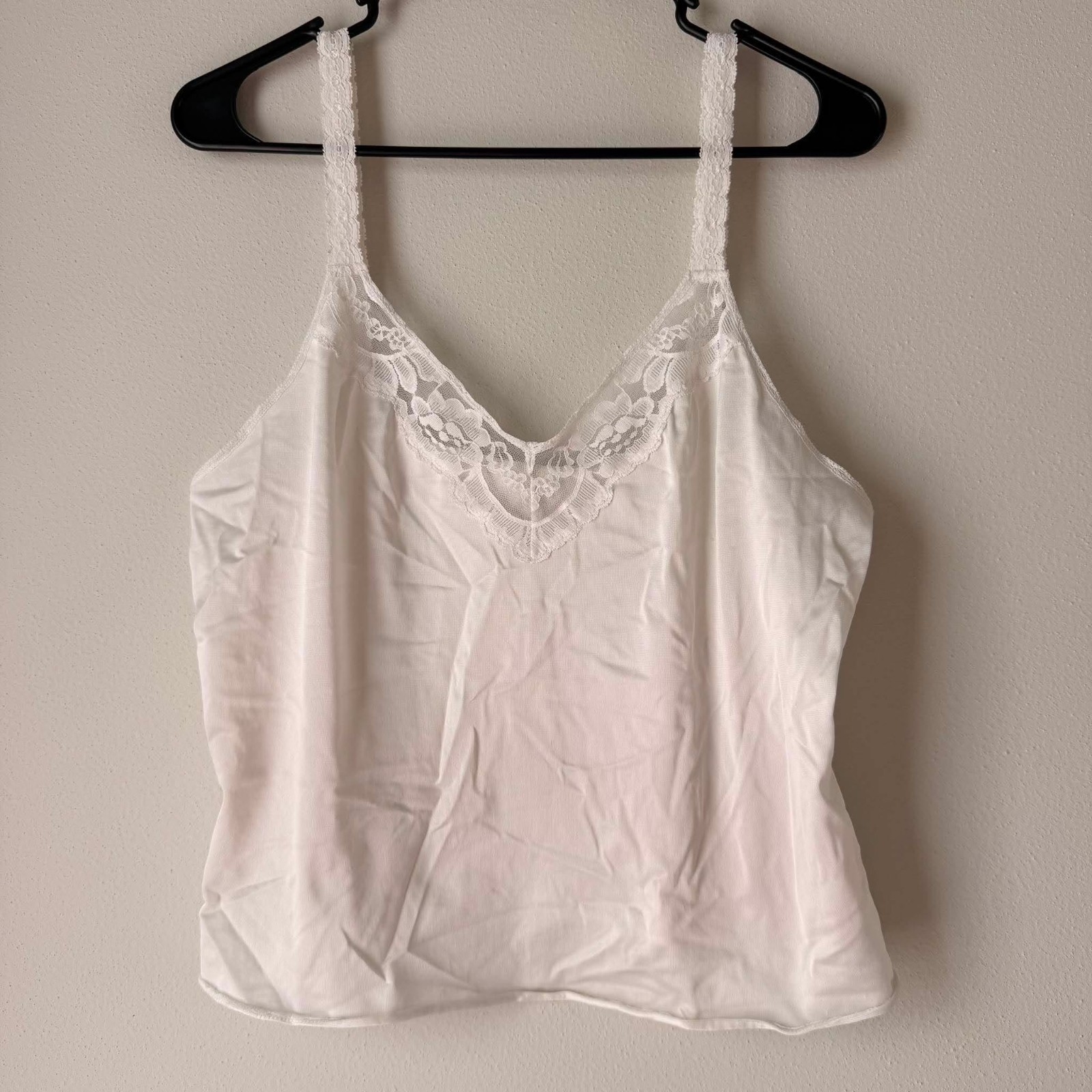 Vintage Vanity Fair Nylon and Lace Sleep Tank S/M small stain see photo