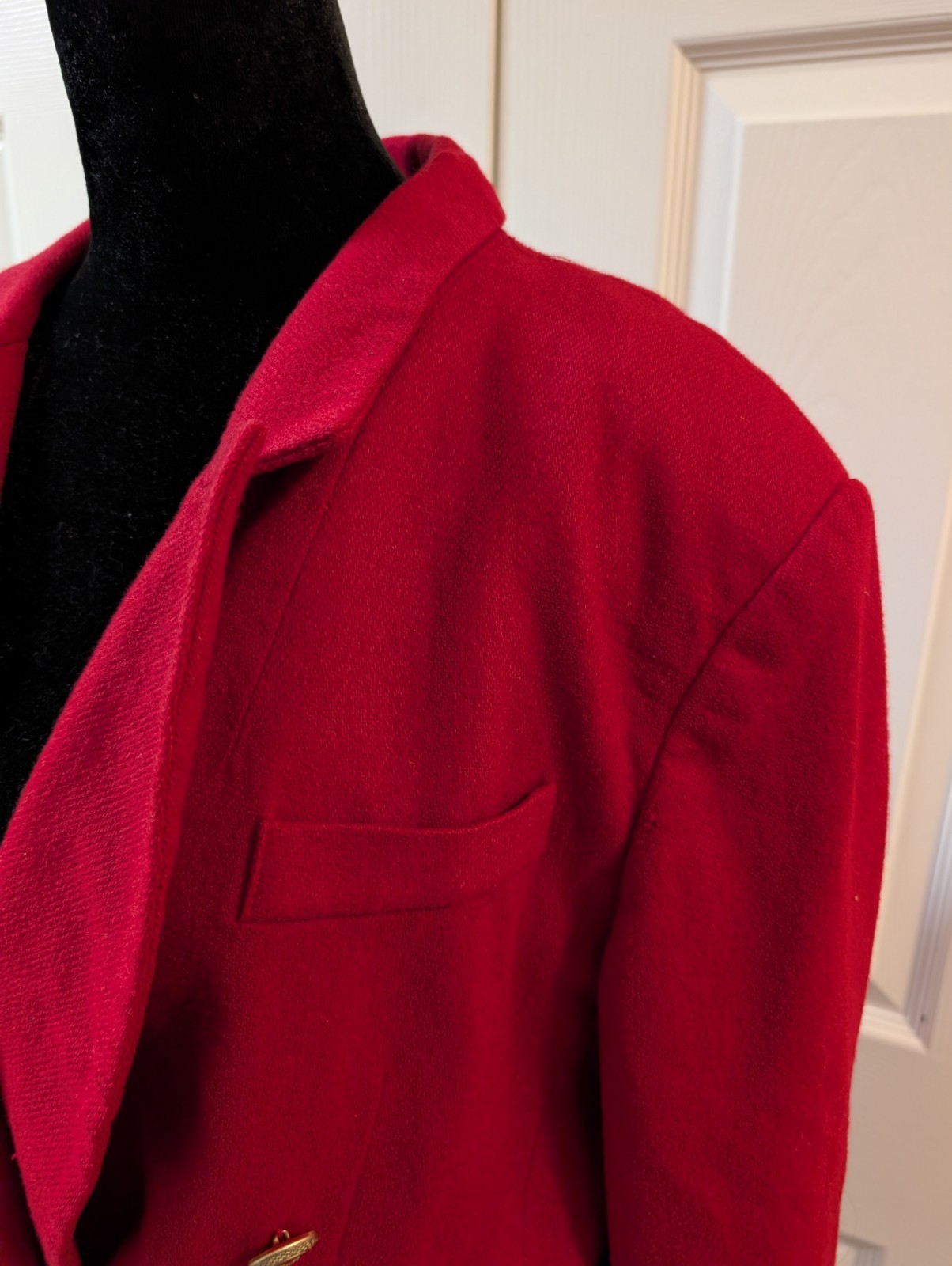 Laura Scott Vintage Blazer Red Wool Shell Gold Buttons Women’s Size 14