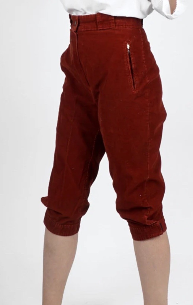 Sunbuster Vintage 1970s Rust Red Corduroy High-waisted Capri Pants by | Small