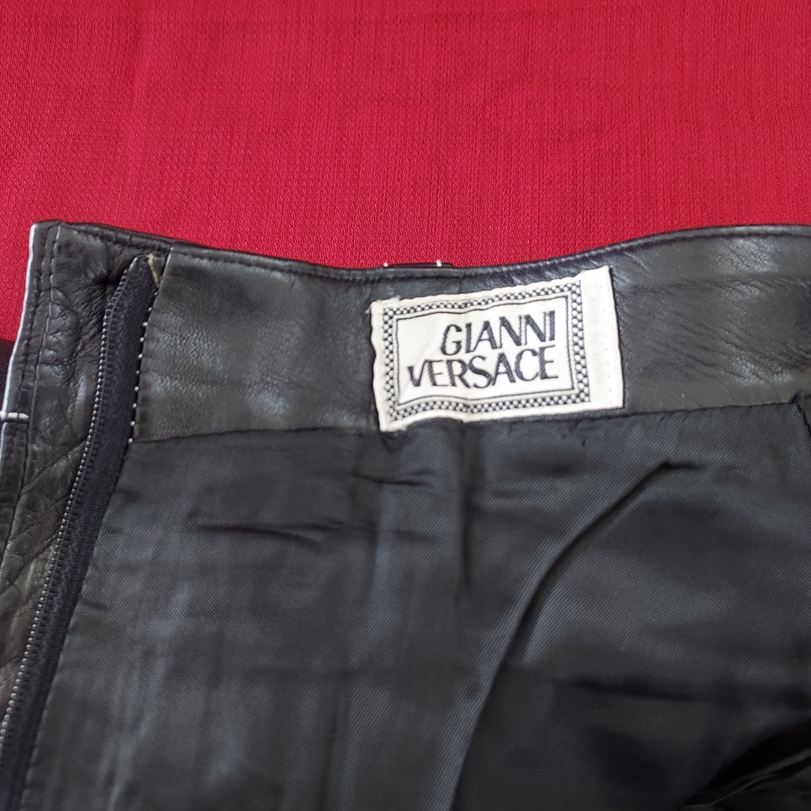 1991/92 GIANNI VERSACE COUTURE Black Leather Embroidered Studded Pants & Belt