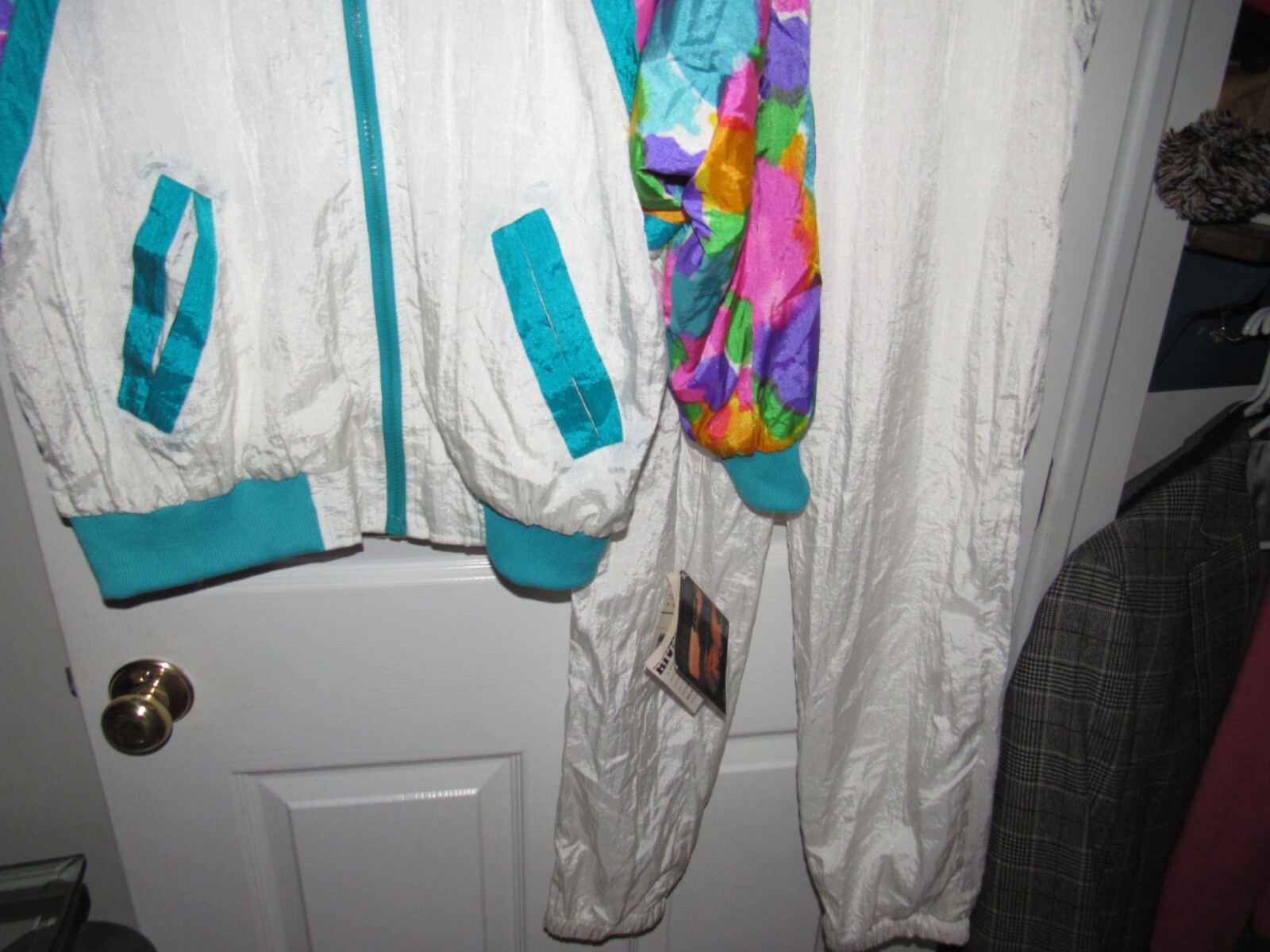 NWT New Vintage 1980s RIVER EDGE Nylon Track Suit Jacket Pants Sz Petite Medium