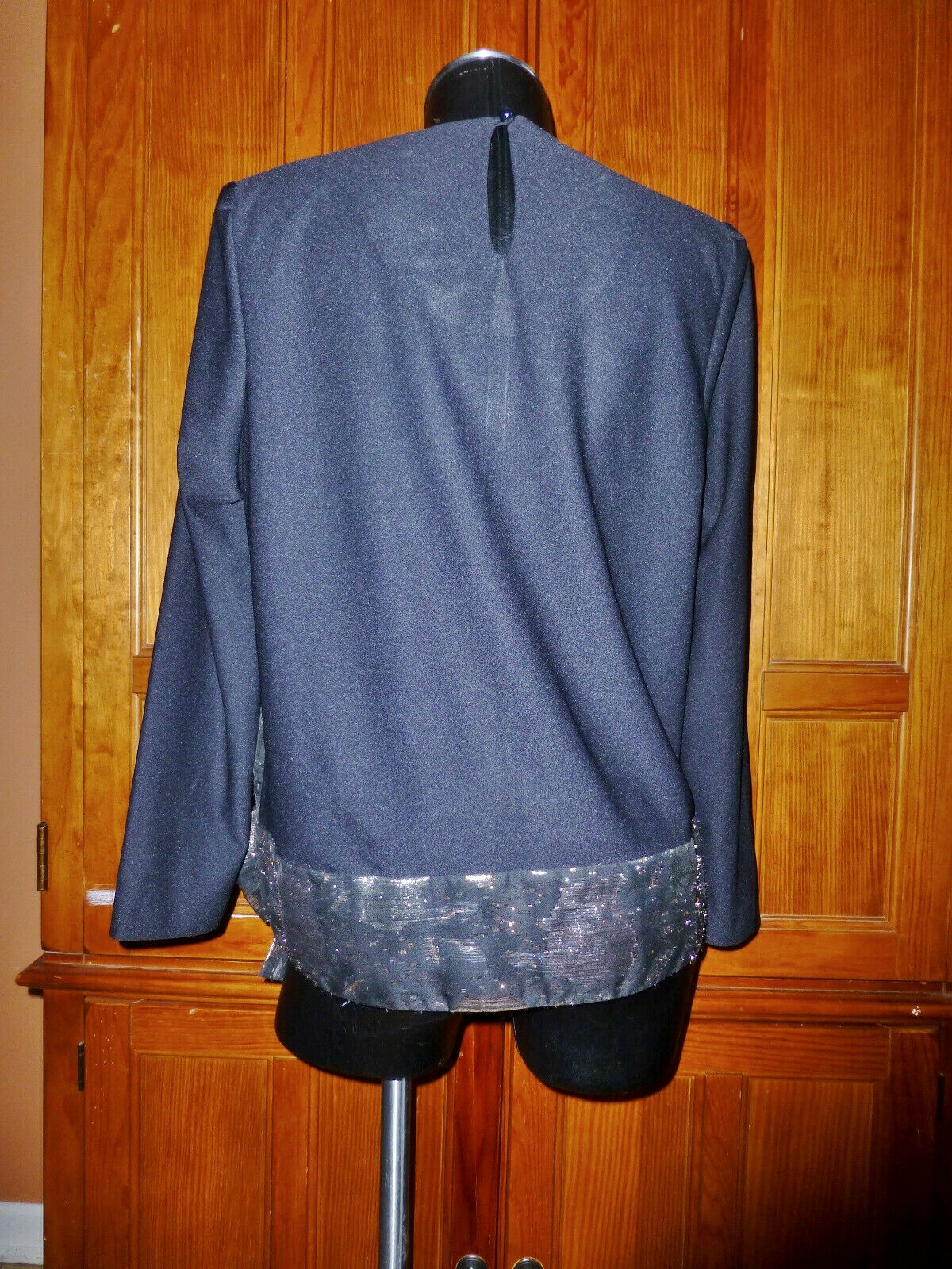 Vtg 80s Burnout Floral Eyelash Fringe Metallic BOW Evening dress BLOUSE TOP