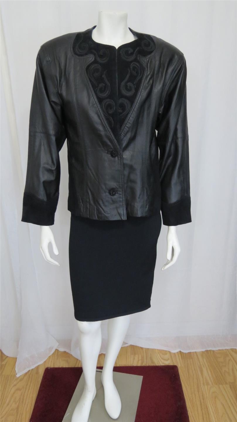 Clout Designer soft black leather and goat suede jacket size M