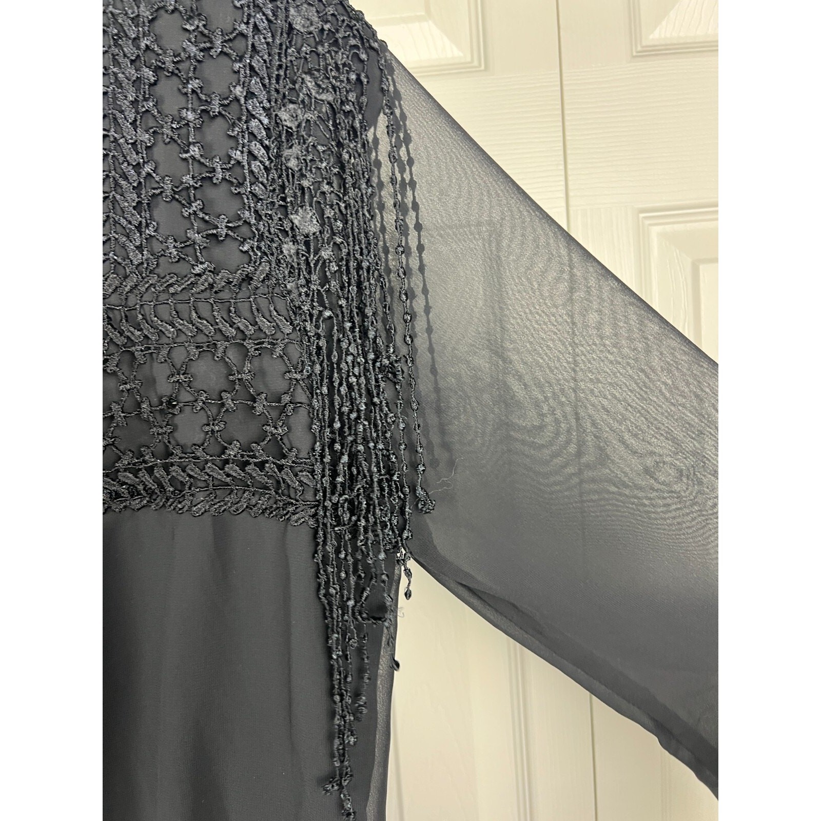 Spencer Alexis Elegant Black Embroidere Evening Wide Leg Jumpsuit Size 10