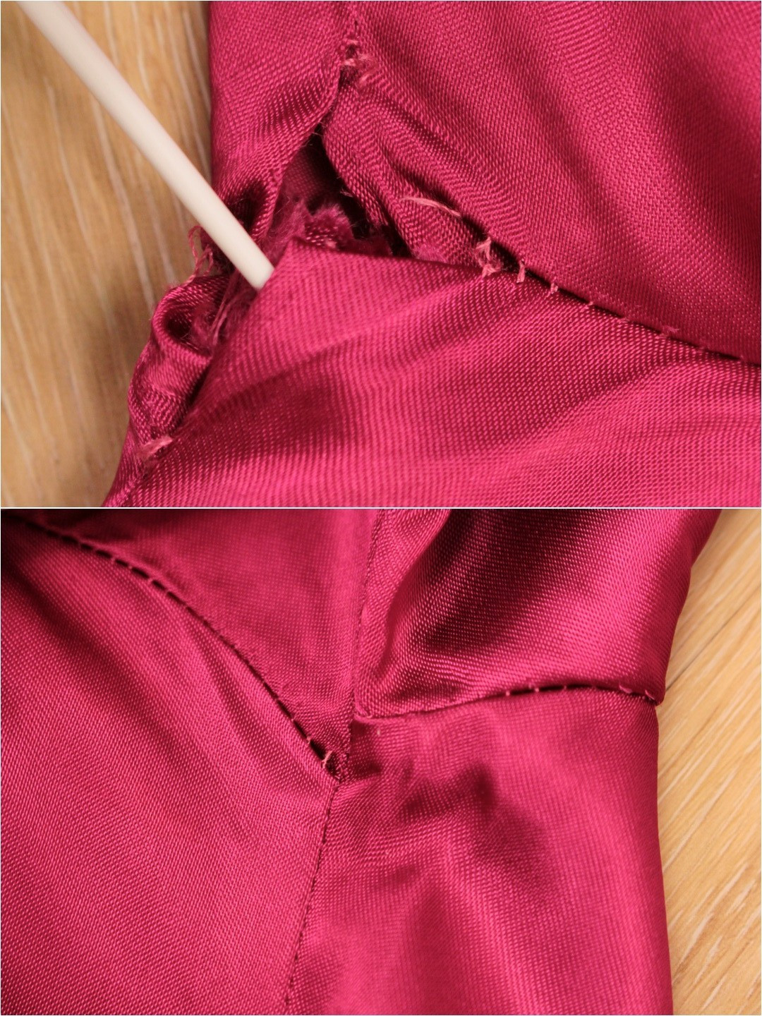 VTG Women’s 40s Magenta W/ Yellow Trim Asian Robe Sz S 1940s Satin Rayon